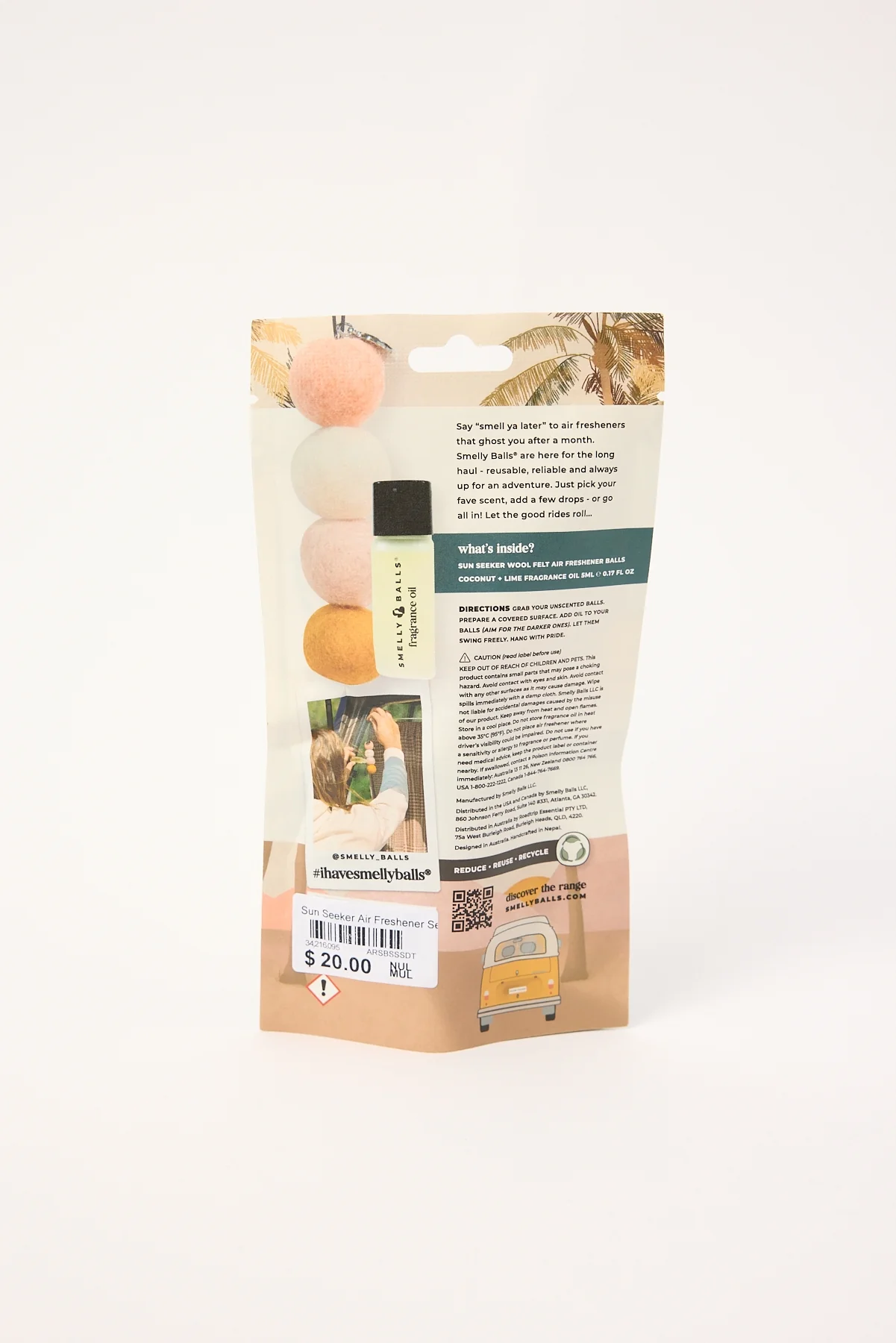 Smelly Balls Sun Seeker Air Freshener Set Coconut Lime - Image 2