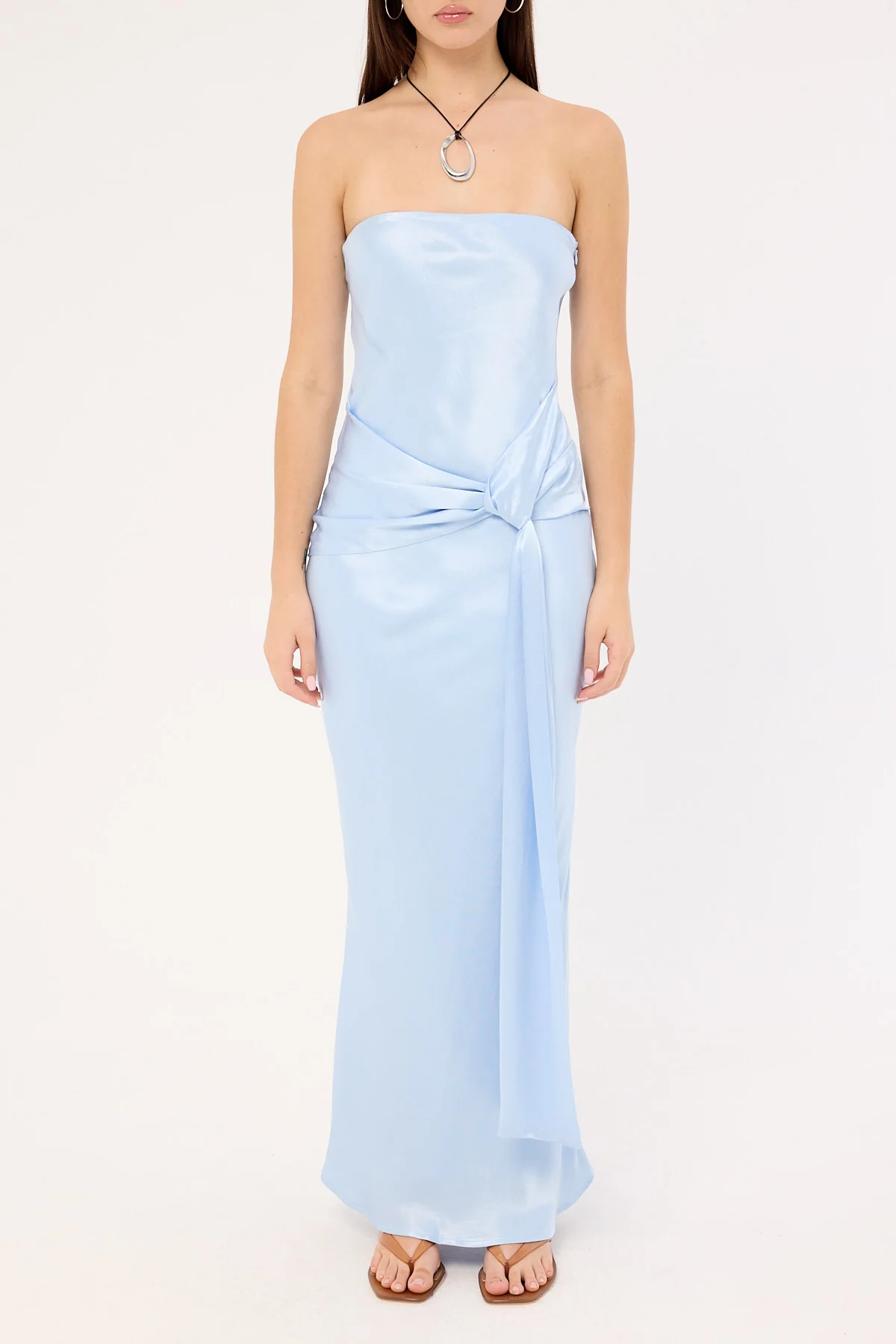 Sndys The Label Angie Tie Front Maxi Dress Baby Blue - Image 7
