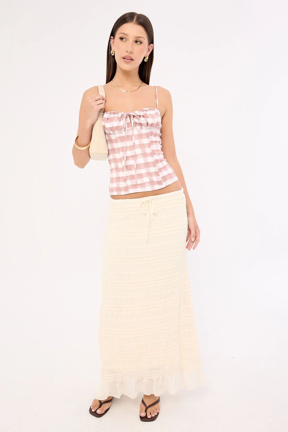 Sndys The Label Lelessa Corset Top Pink Gingham - Image 2