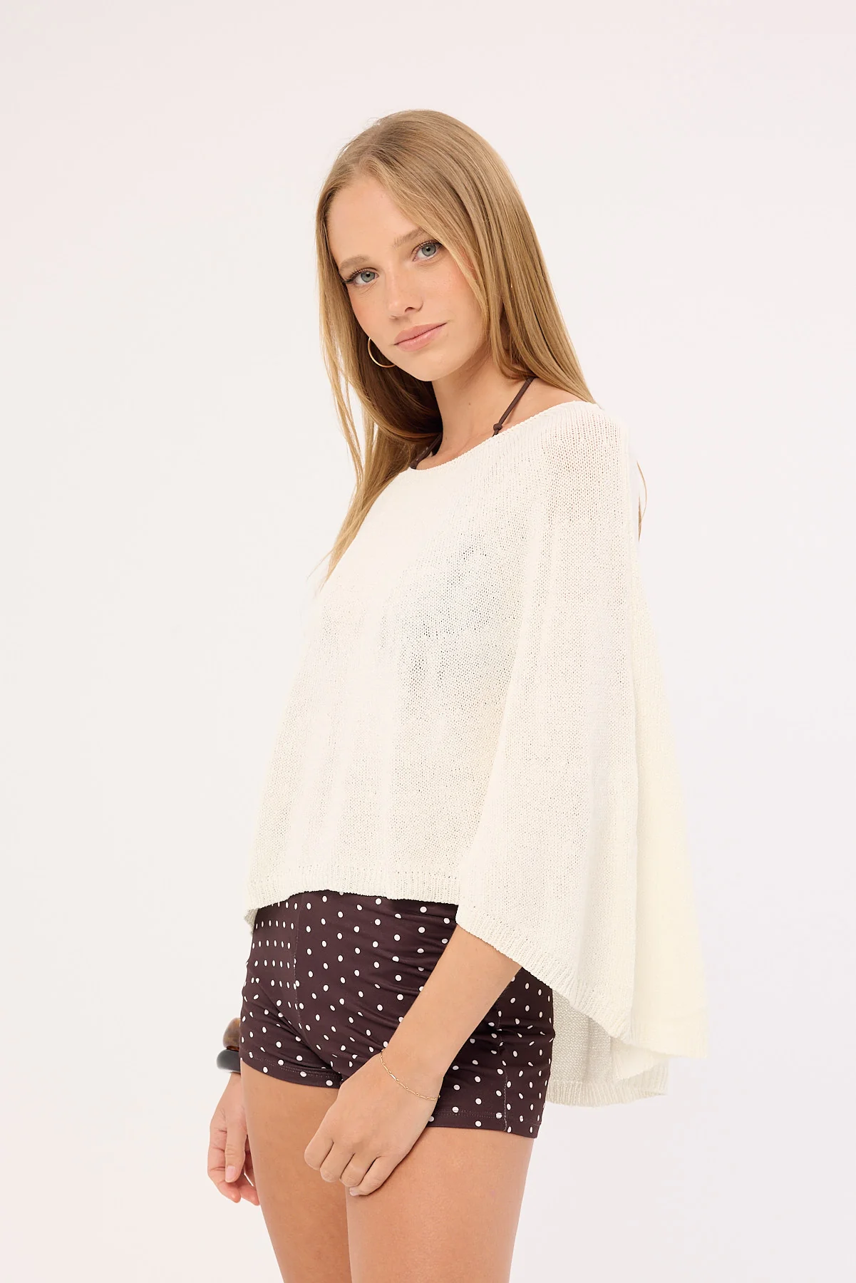 Sndys The Label Misty Knit Poncho Off White - Image 5