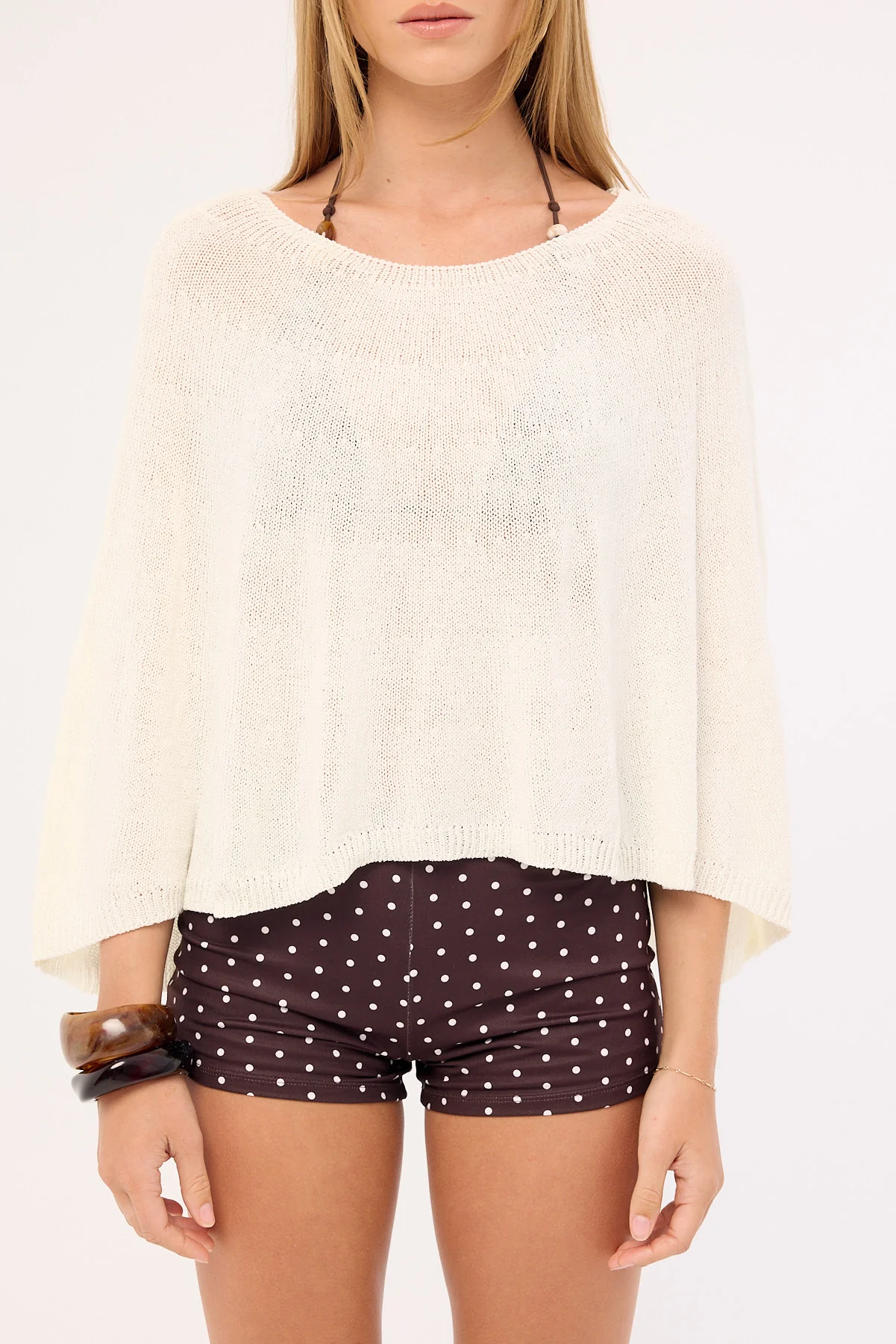 Sndys The Label Misty Knit Poncho Off White - Image 6