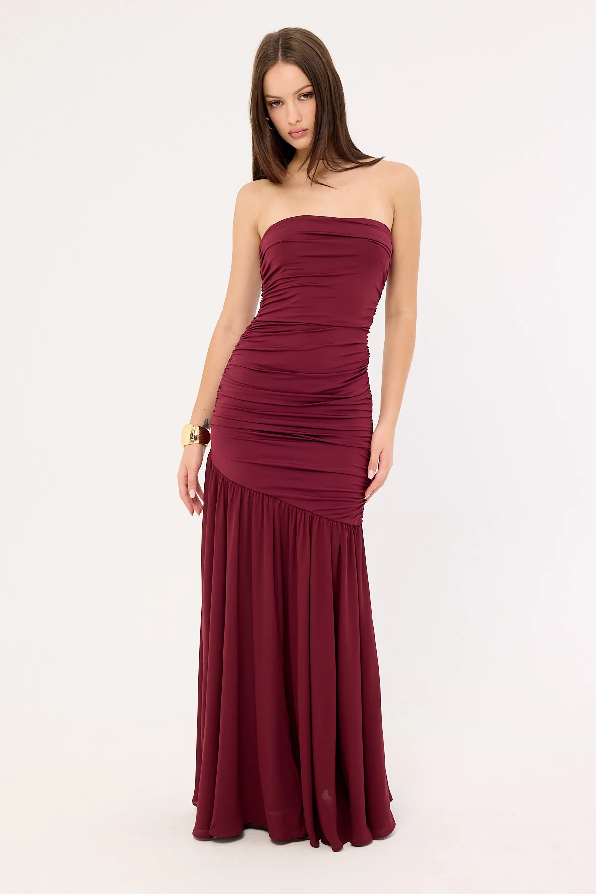 Sndys The Label Neve Strapless Maxi Dress Cranberry - Image 2