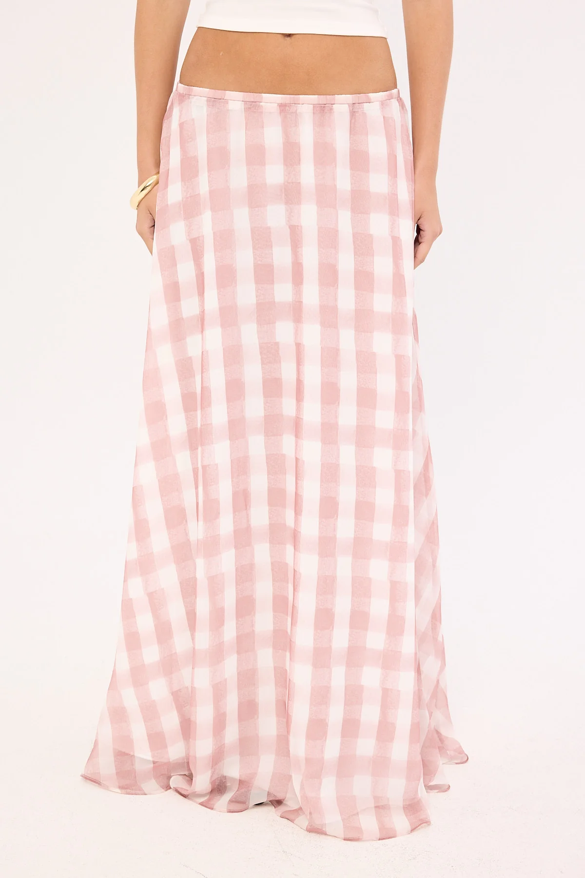 Sndys The Label Tallin Maxi Skirt Pink Gingham - Image 10