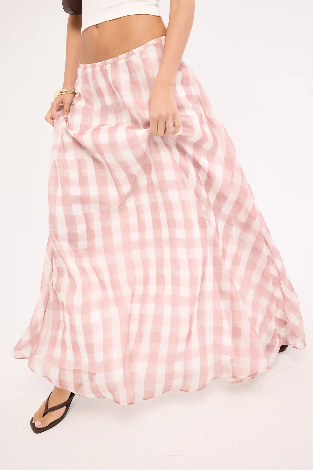 Sndys The Label Tallin Maxi Skirt Pink Gingham - Image 2