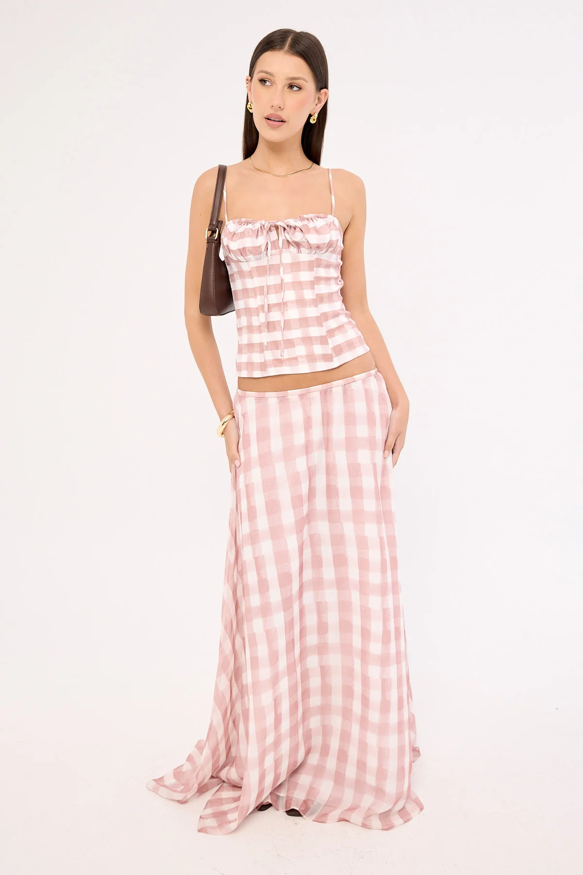 Sndys The Label Tallin Maxi Skirt Pink Gingham - Image 3