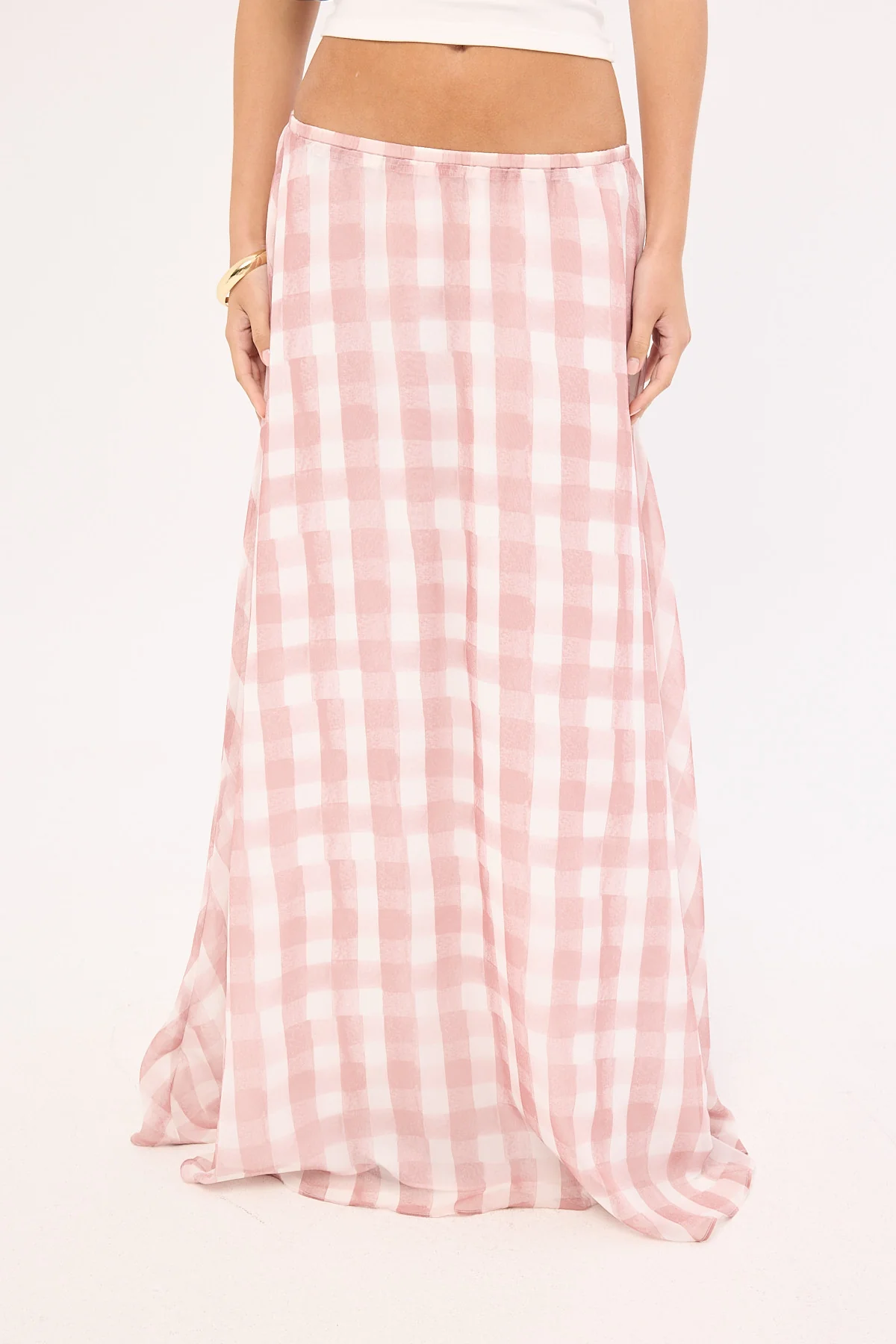 Sndys The Label Tallin Maxi Skirt Pink Gingham - Image 8