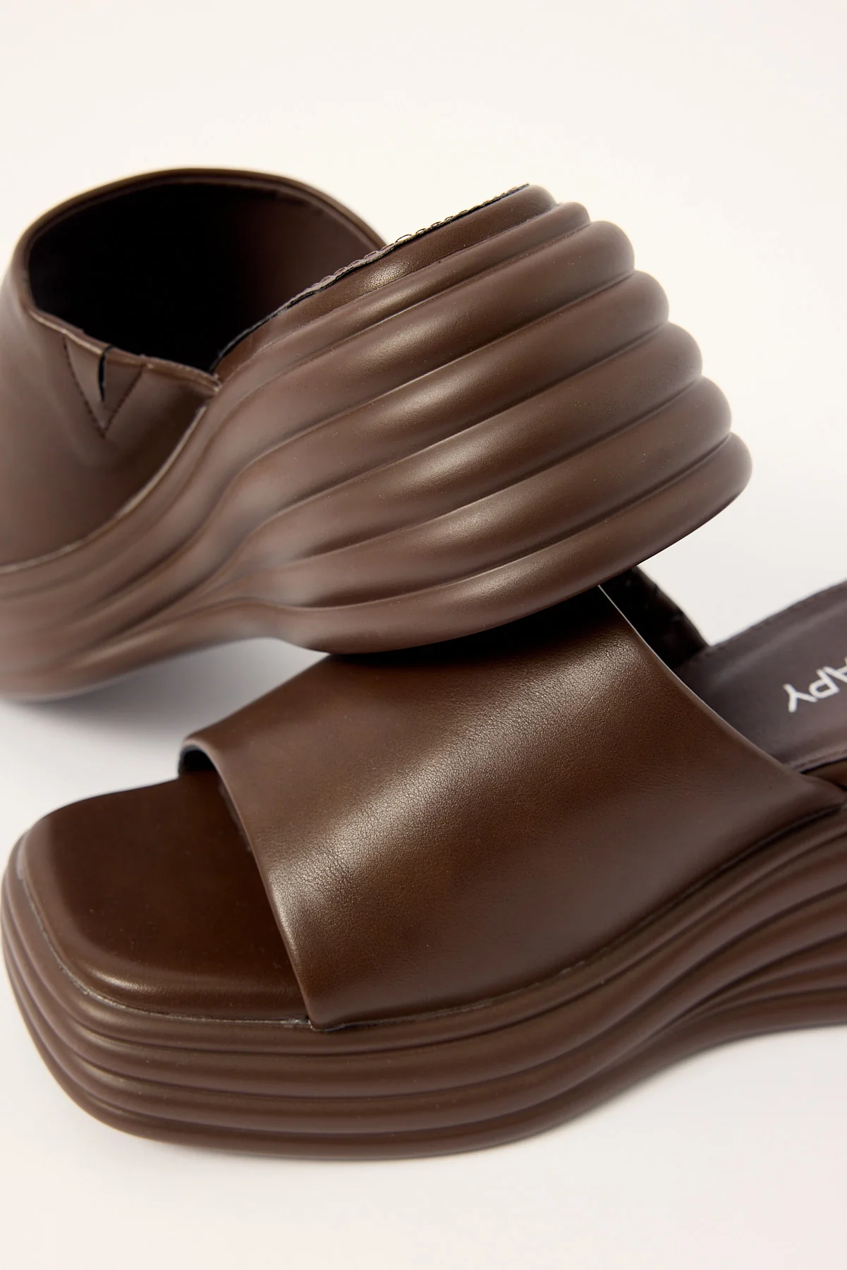 Therapy Flaunt Wedge Slide Chocolate Smooth PU - Image 4