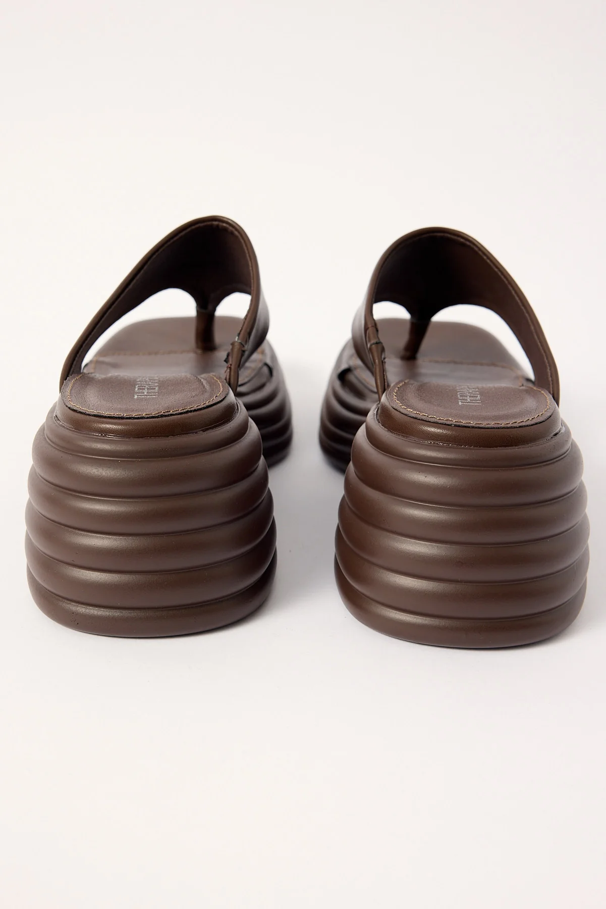 Therapy Frame Thong Wedge Slide Chocolate Smooth PU - Image 3