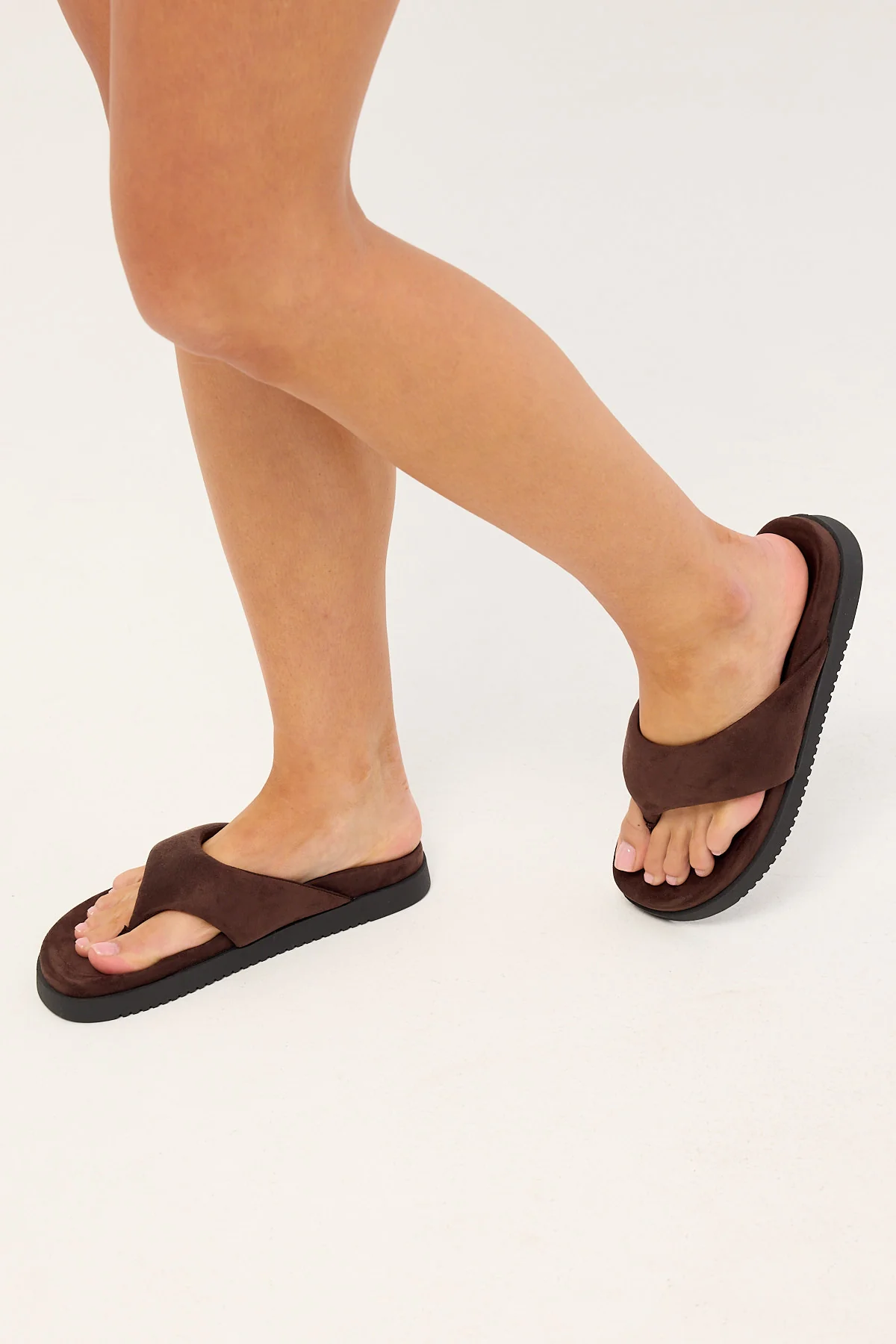 Therapy Radar Thong Slide Chocolate Faux Suede - Image 3