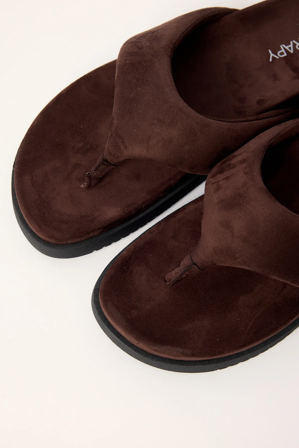 Therapy Radar Thong Slide Chocolate Faux Suede - Image 4