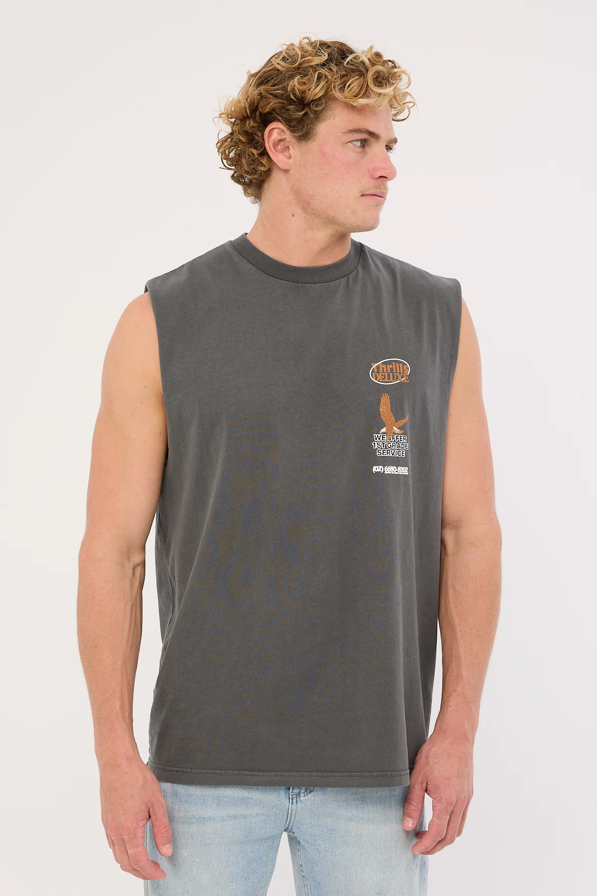 Thrills 1st Grade Service Merch Fit Muscle Tee Merch Black - Image 2