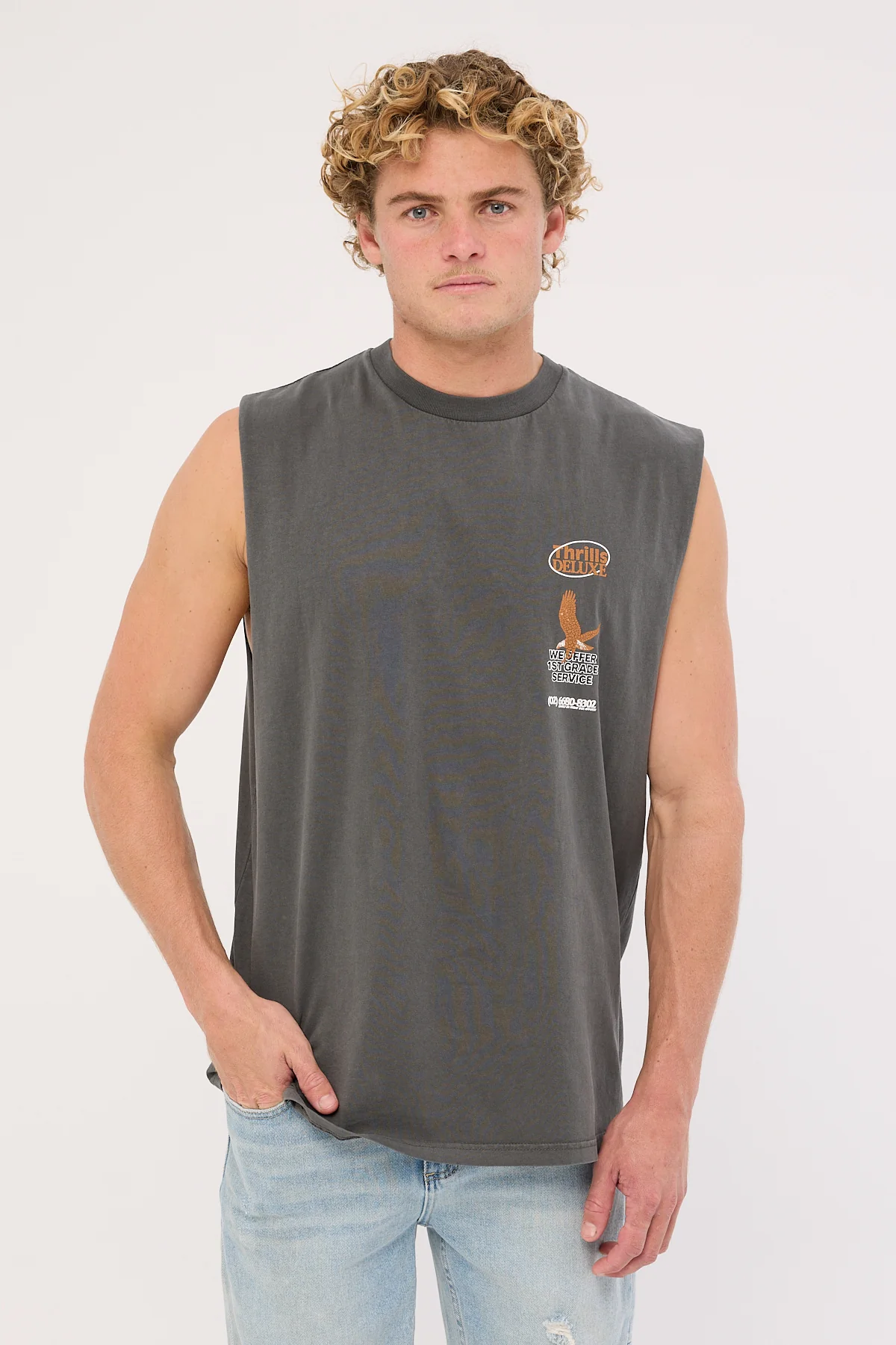 Thrills 1st Grade Service Merch Fit Muscle Tee Merch Black - Image 4