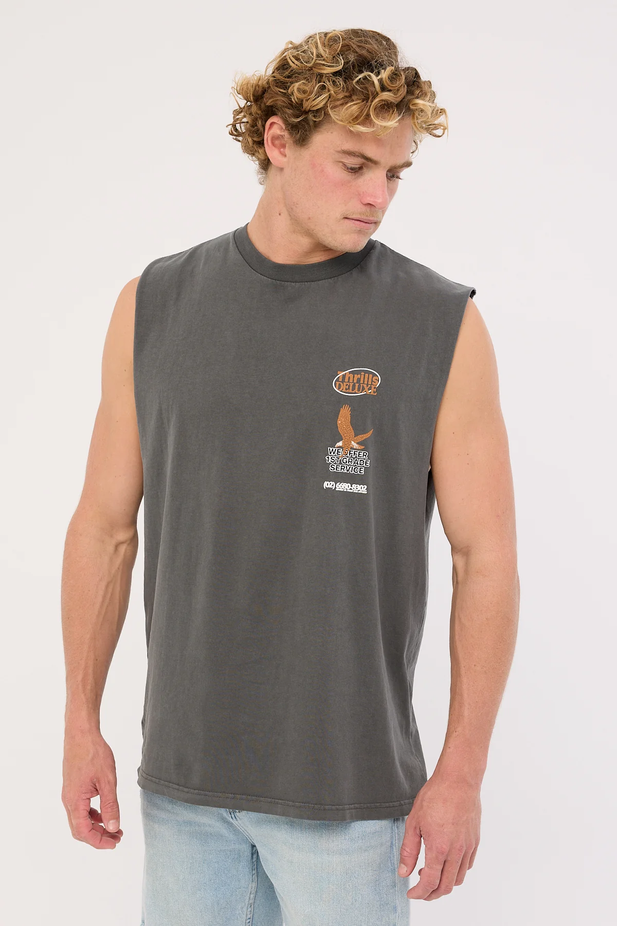 Thrills 1st Grade Service Merch Fit Muscle Tee Merch Black - Image 5