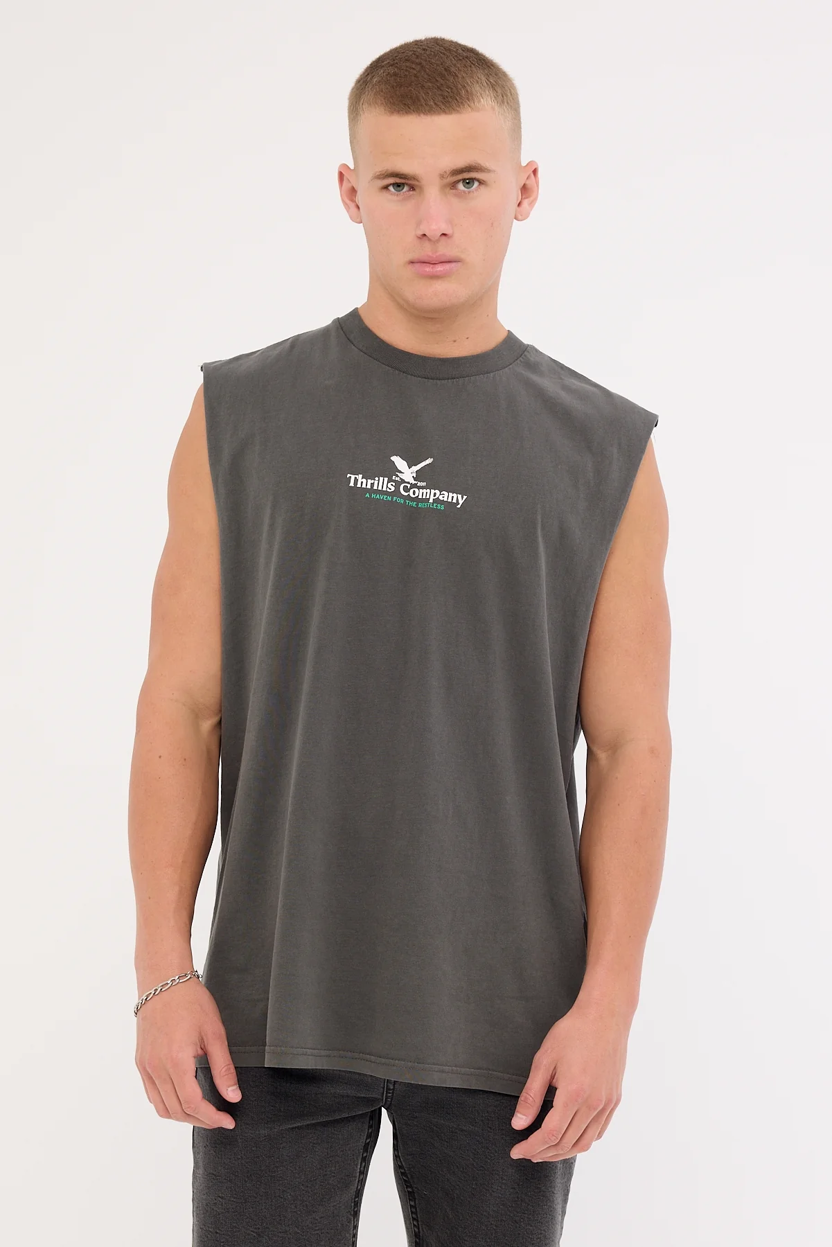 Thrills A Haven For The Restless Merch Fit Muscle Tee Merch Black