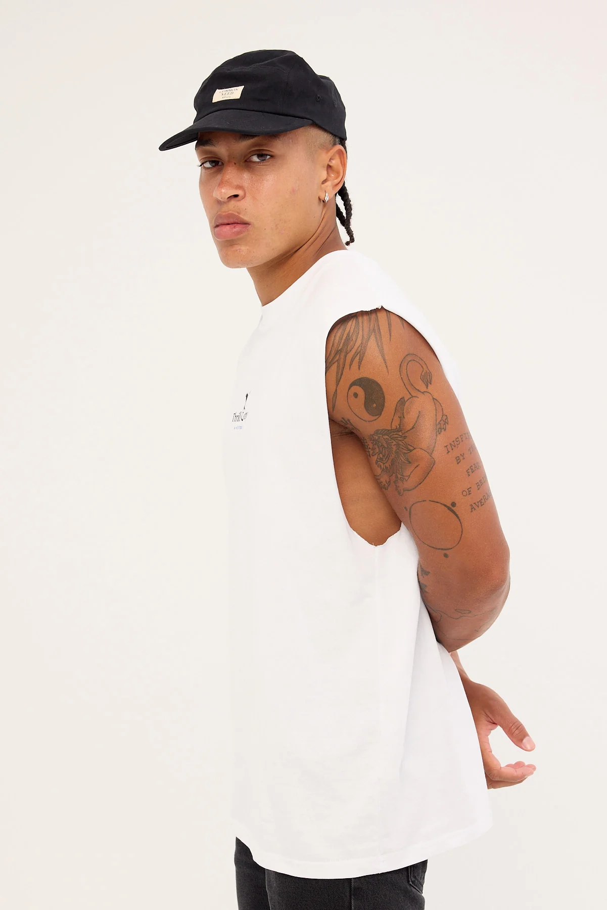 Thrills A Haven For The Restless Merch Fit Muscle Tee Merch White - Image 3