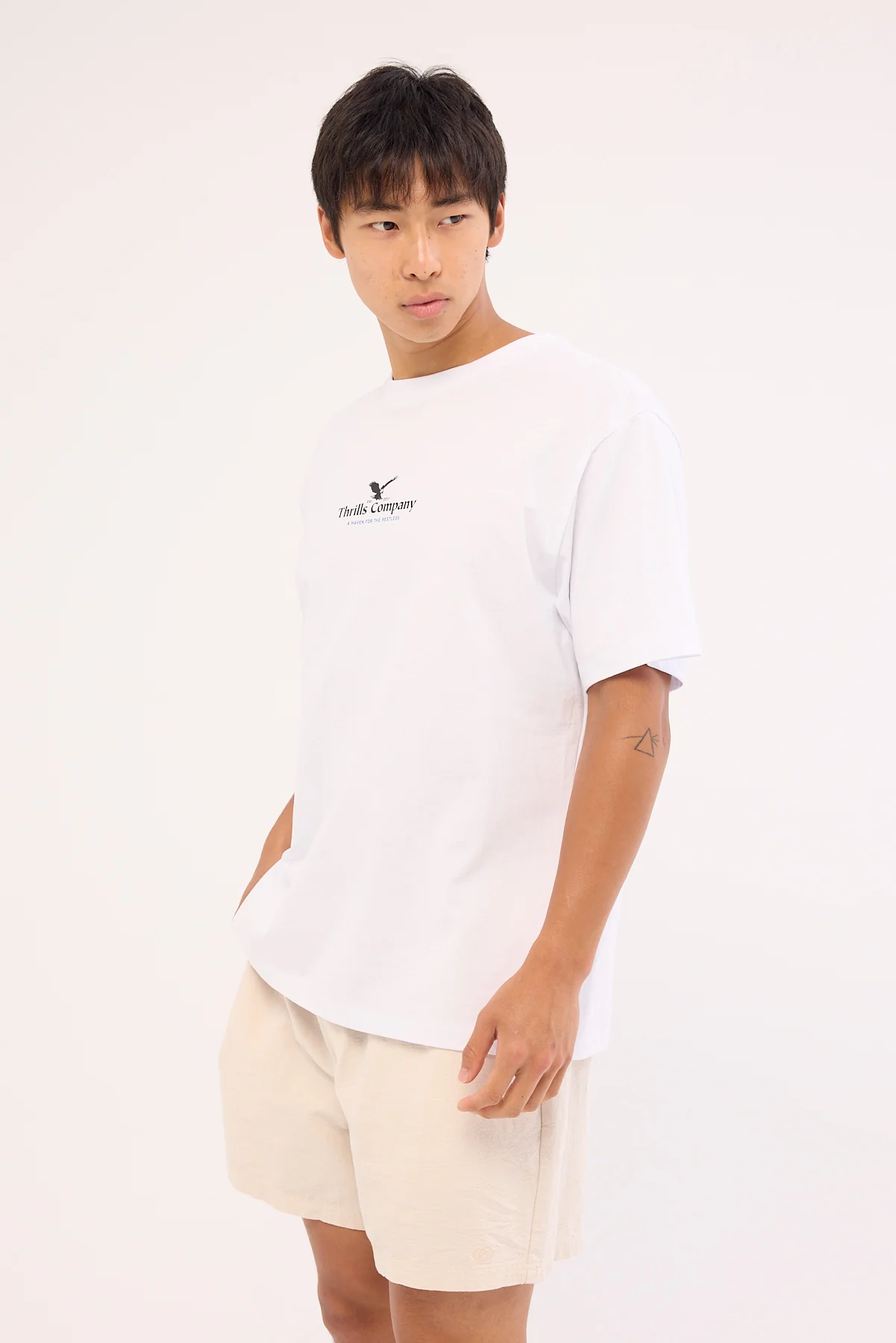 Thrills A Haven For The Restless Merch Fit Tee White - Image 3