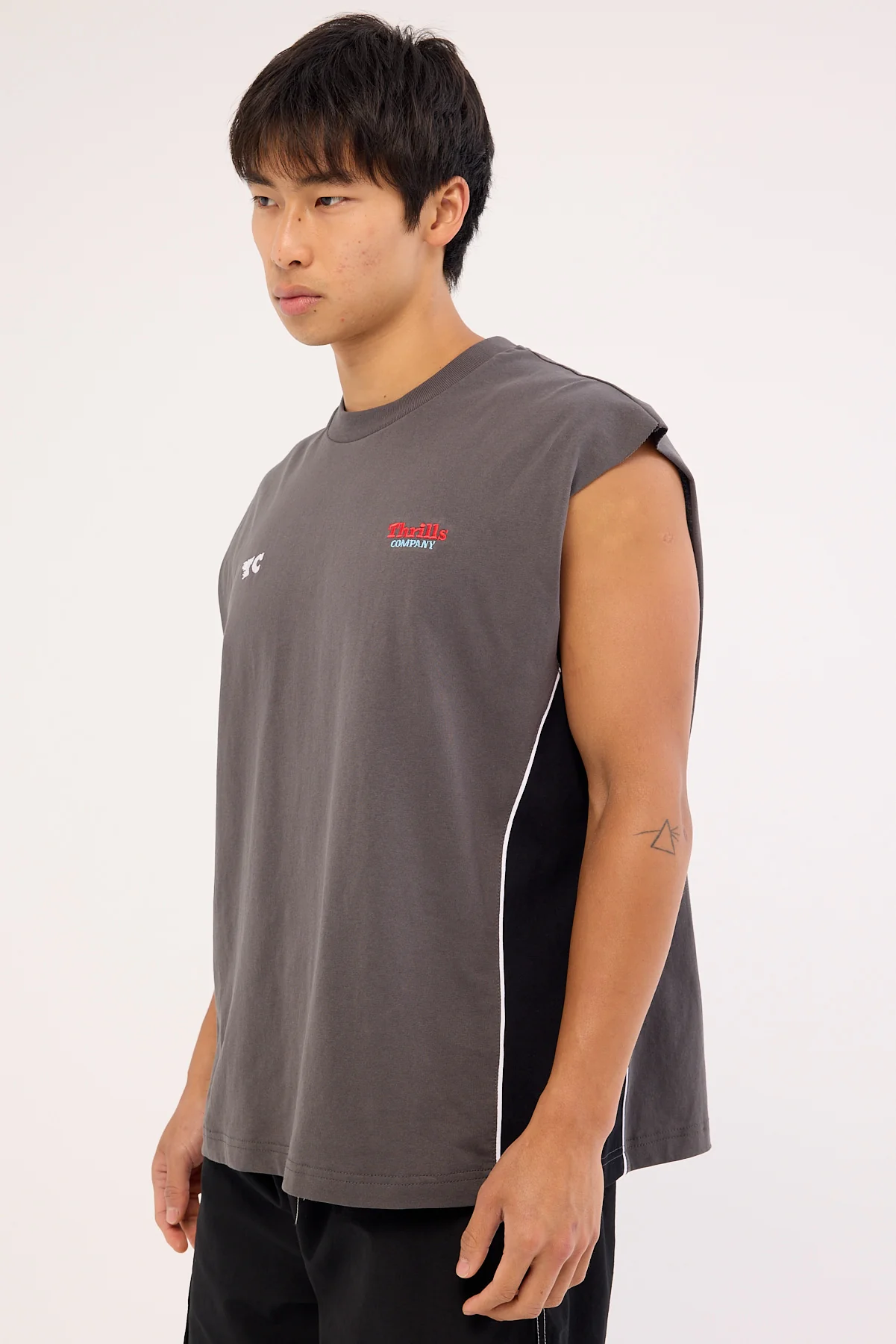Thrills Beginning Anarchy Box Fit Oversize Cropped Muscle Tee Merch Black - Image 5