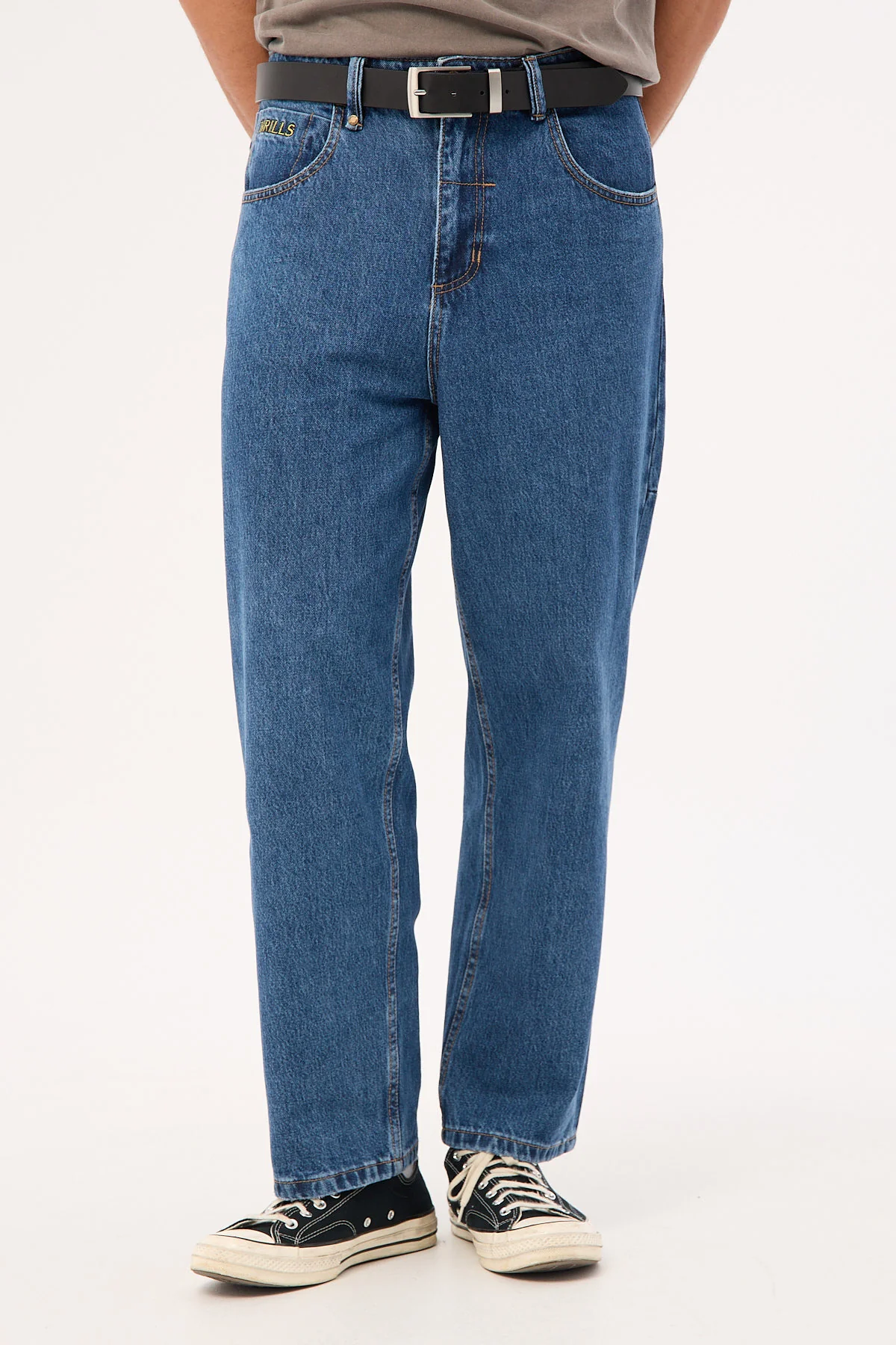 Thrills Behind It All Big Slacker Denim Jean Rinsed Blues