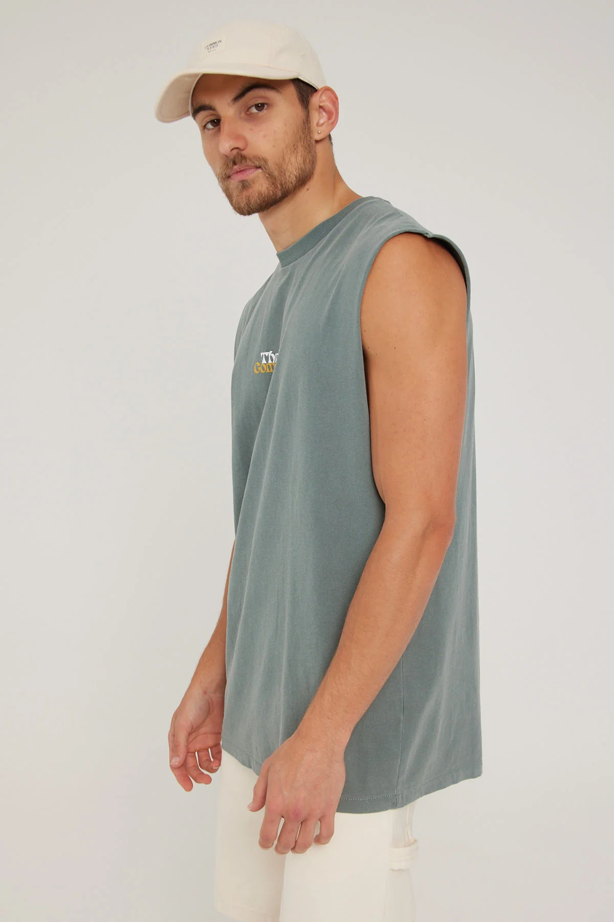Thrills Better Future Puff Print Merch Fit Muscle Tee Scrubs Green - Image 4