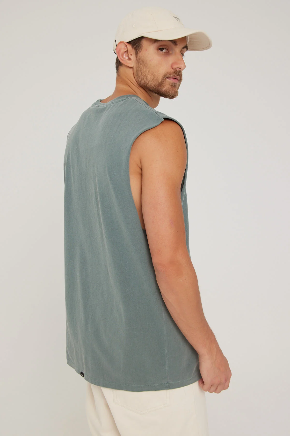 Thrills Better Future Puff Print Merch Fit Muscle Tee Scrubs Green - Image 5
