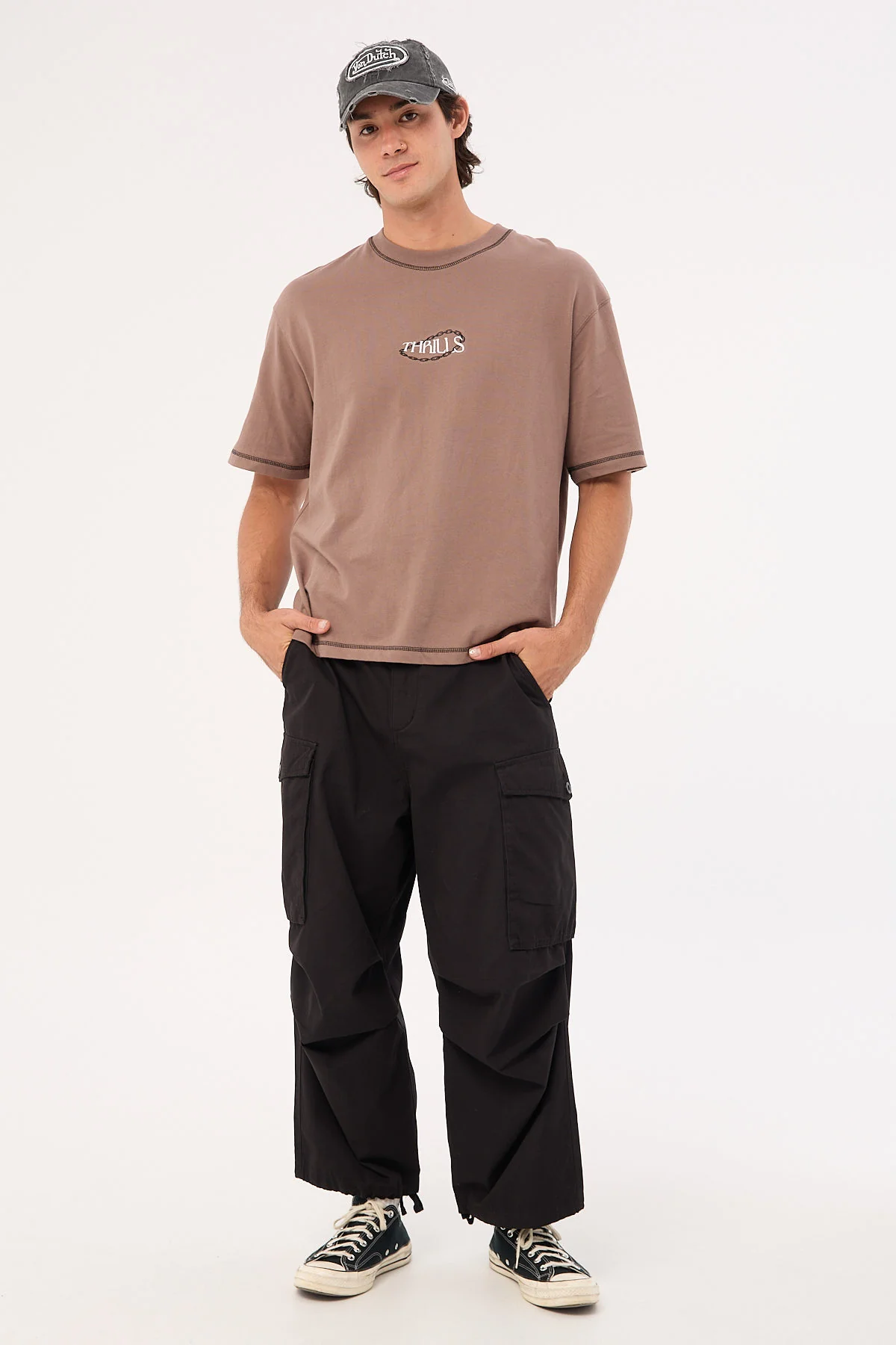 Thrills Big Loose Slacker Cargo Pant Black