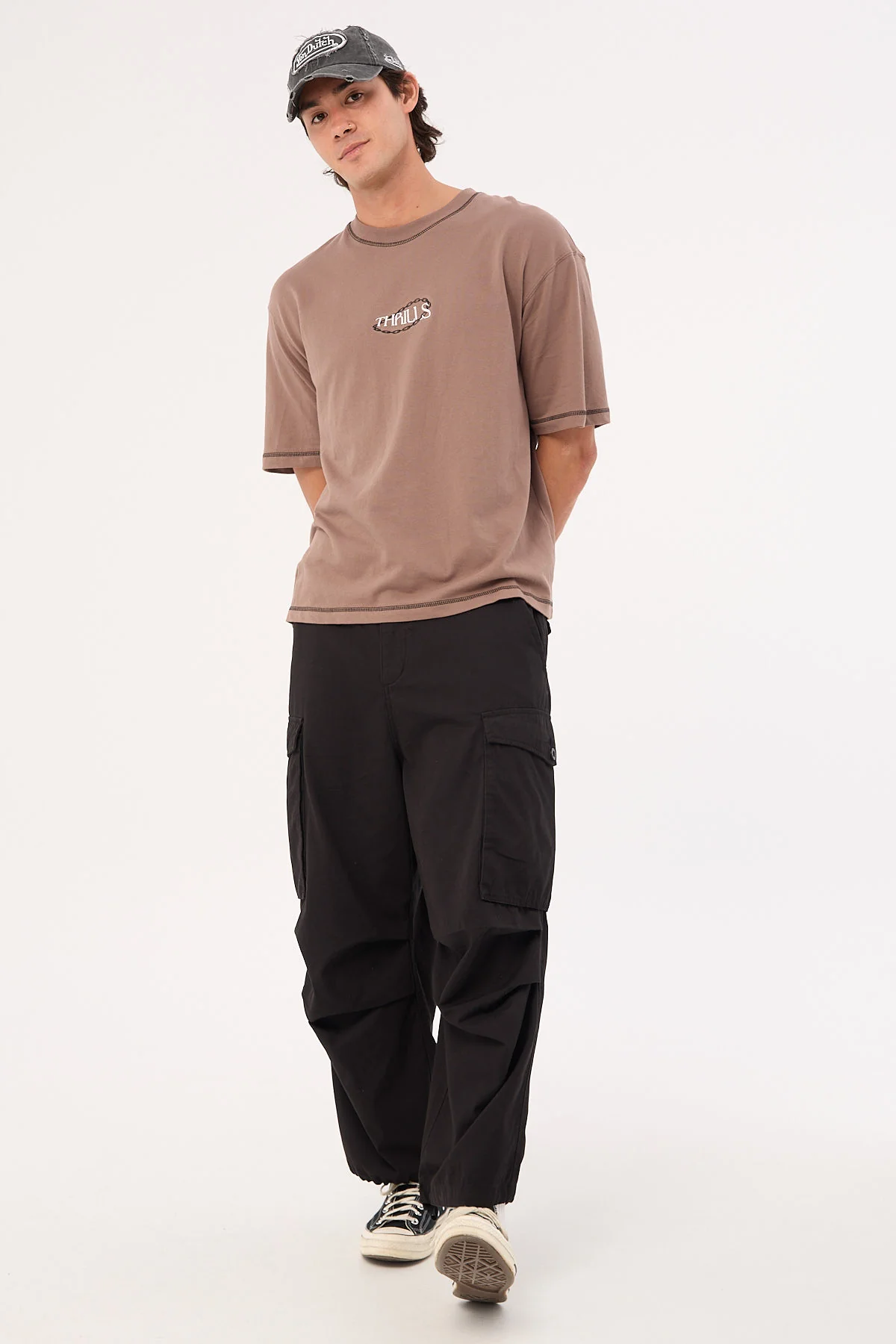 Thrills Big Loose Slacker Cargo Pant Black - Image 2