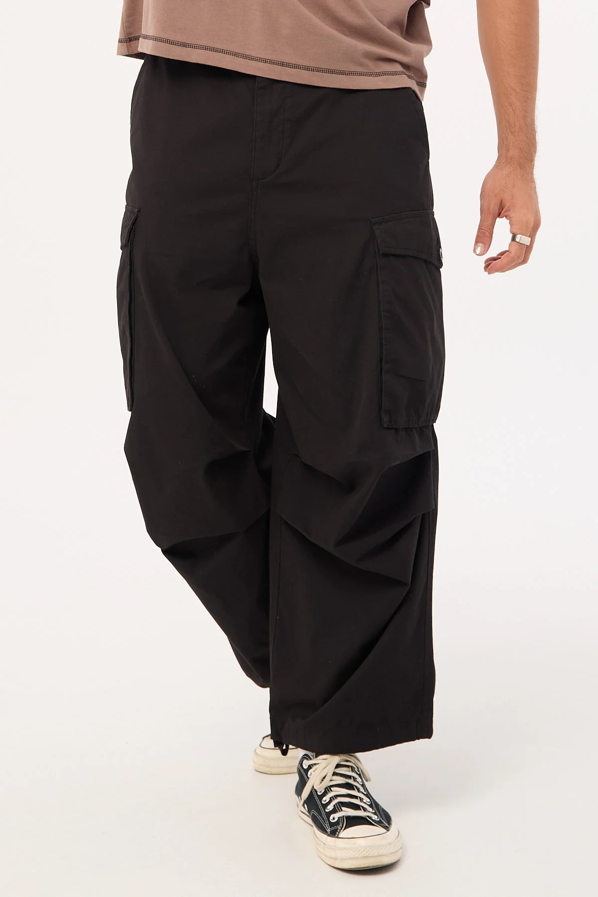 Thrills Big Loose Slacker Cargo Pant Black - Image 3