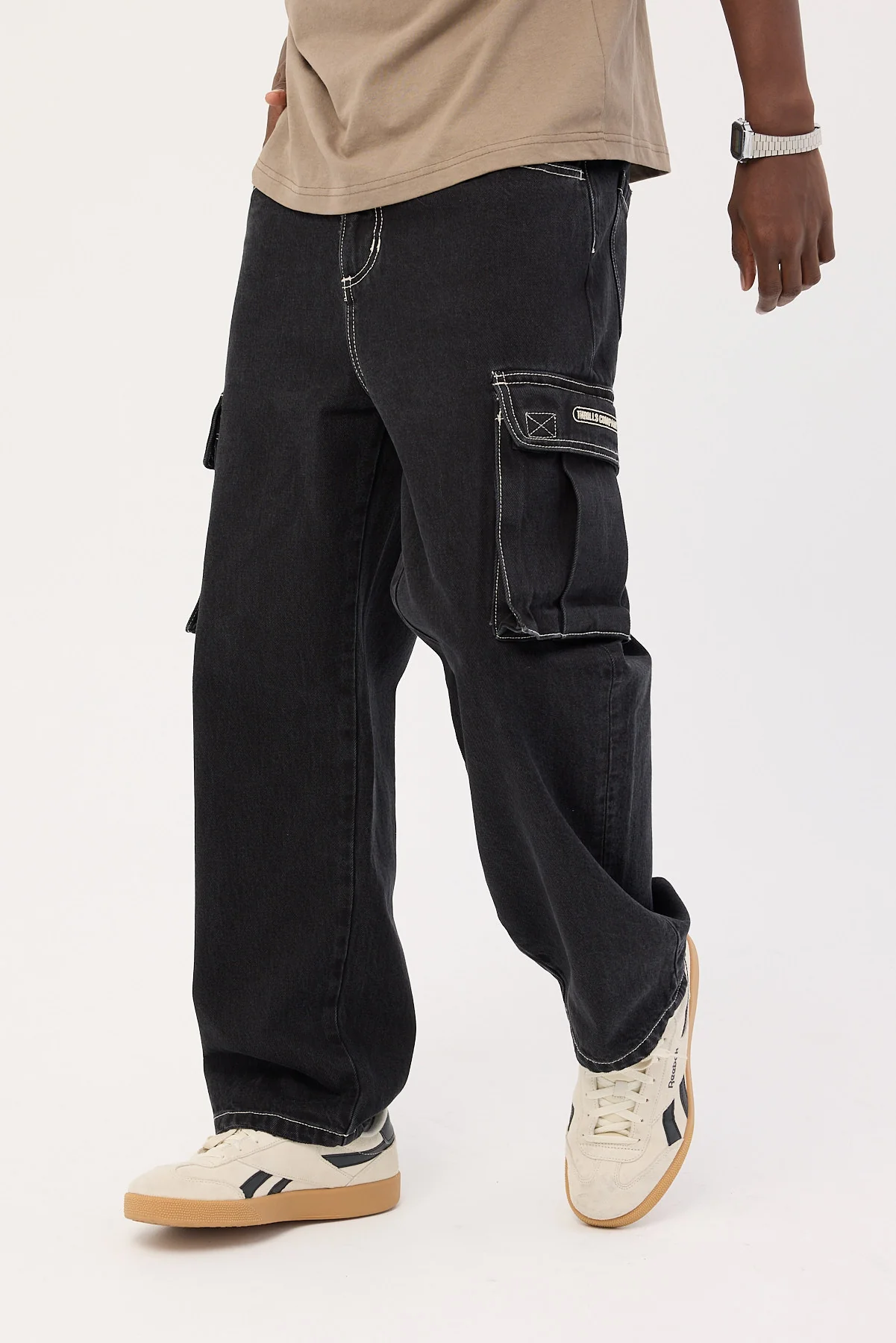 Thrills Big Slacker Denim Cargo Jean Aged Black - Image 4