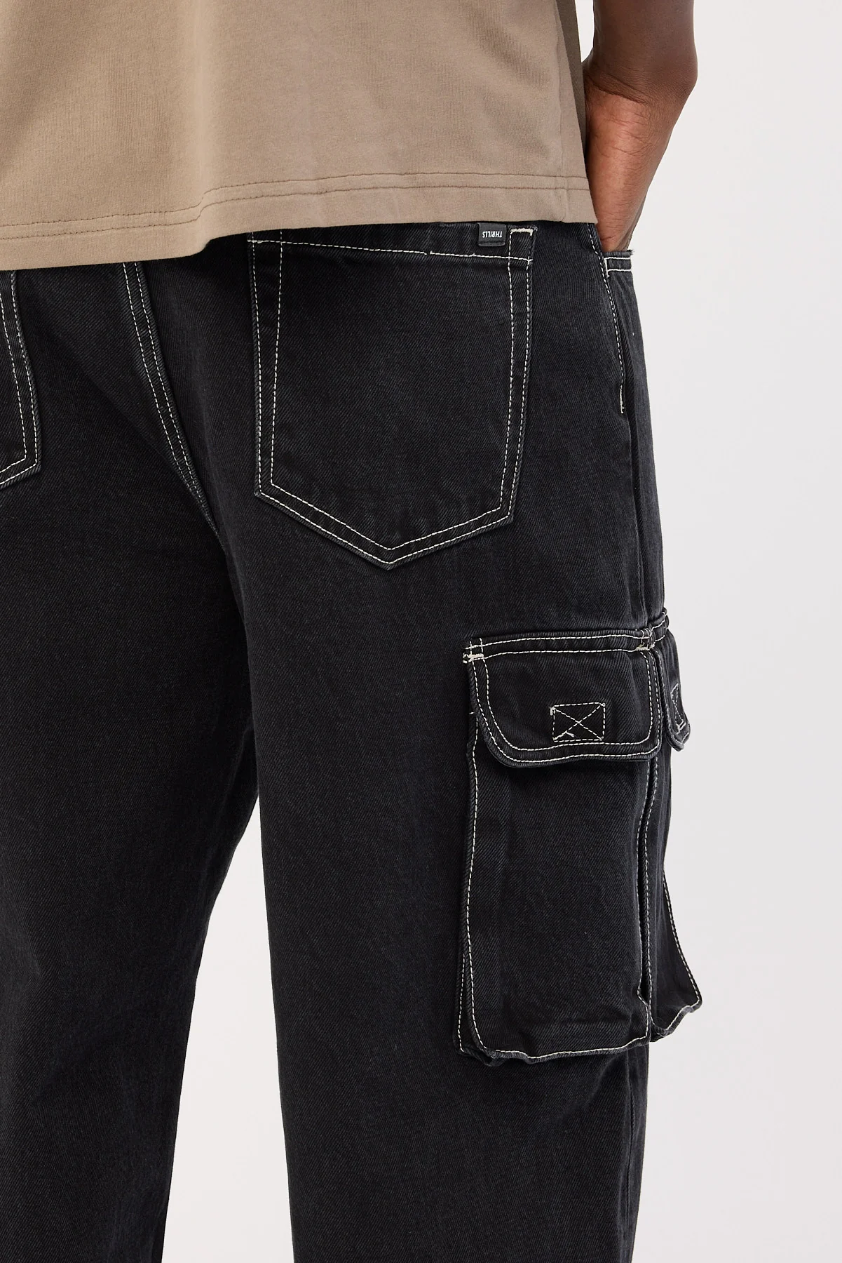 Thrills Big Slacker Denim Cargo Jean Aged Black - Image 6