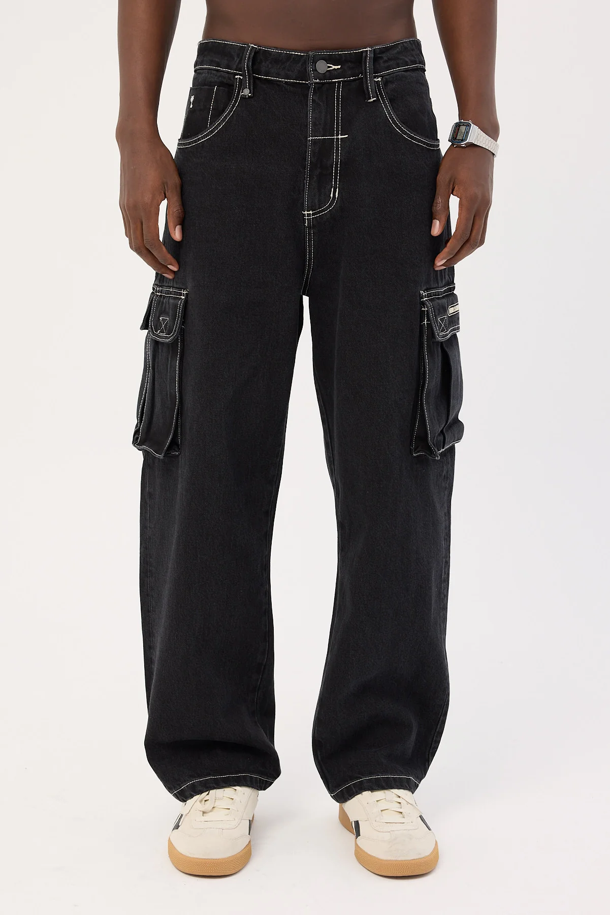 Thrills Big Slacker Denim Cargo Jean Aged Black - Image 7