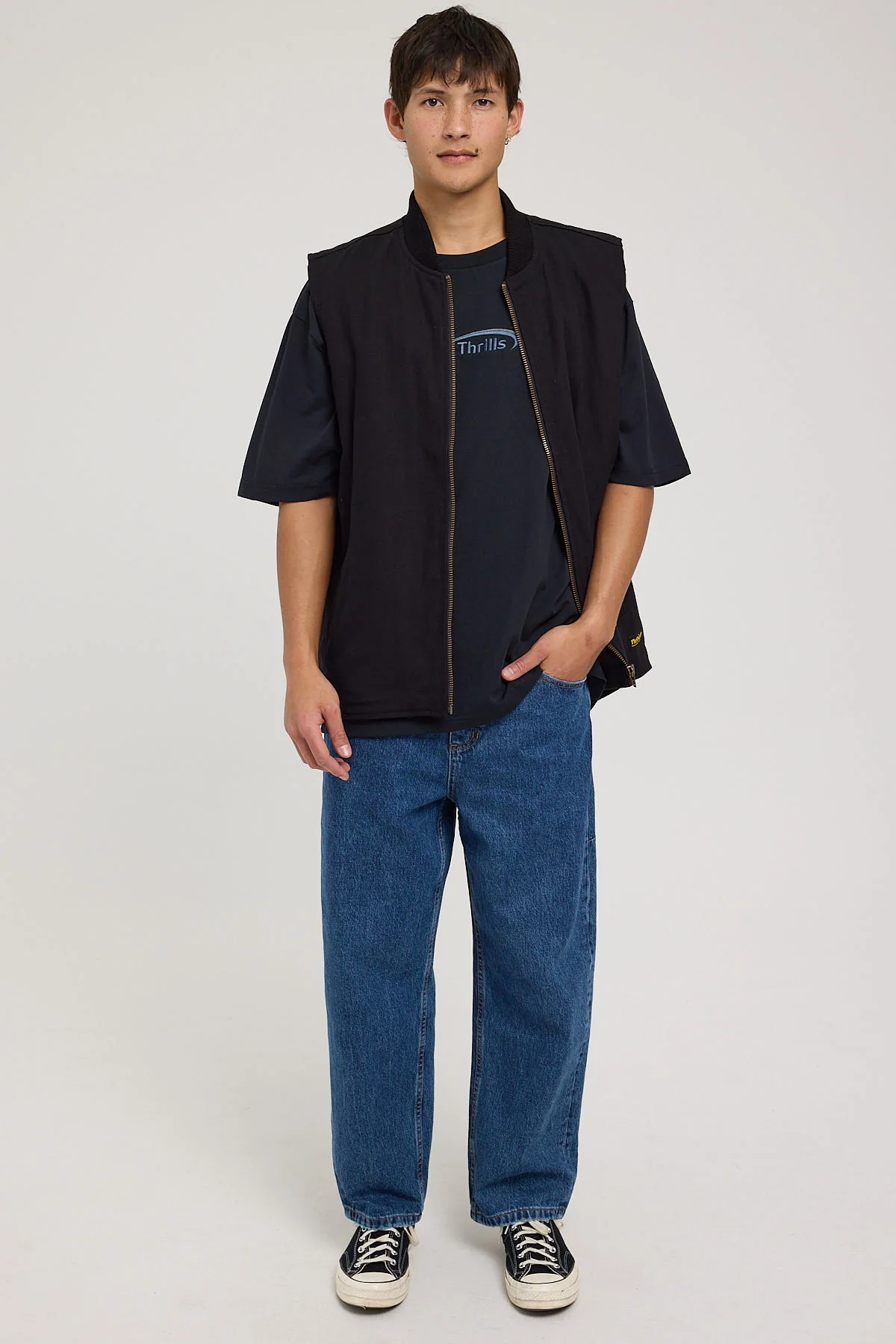 Thrills Big Slacker Wisdom Embro Jean Rinsed Blue
