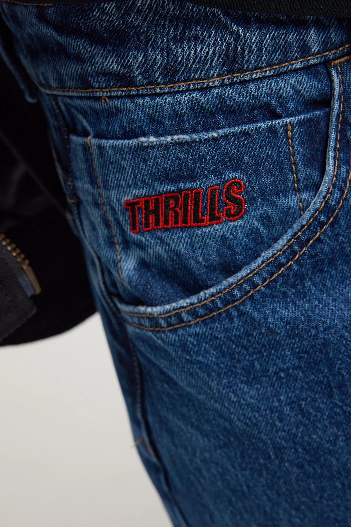 Thrills Big Slacker Wisdom Embro Jean Rinsed Blue - Image 7