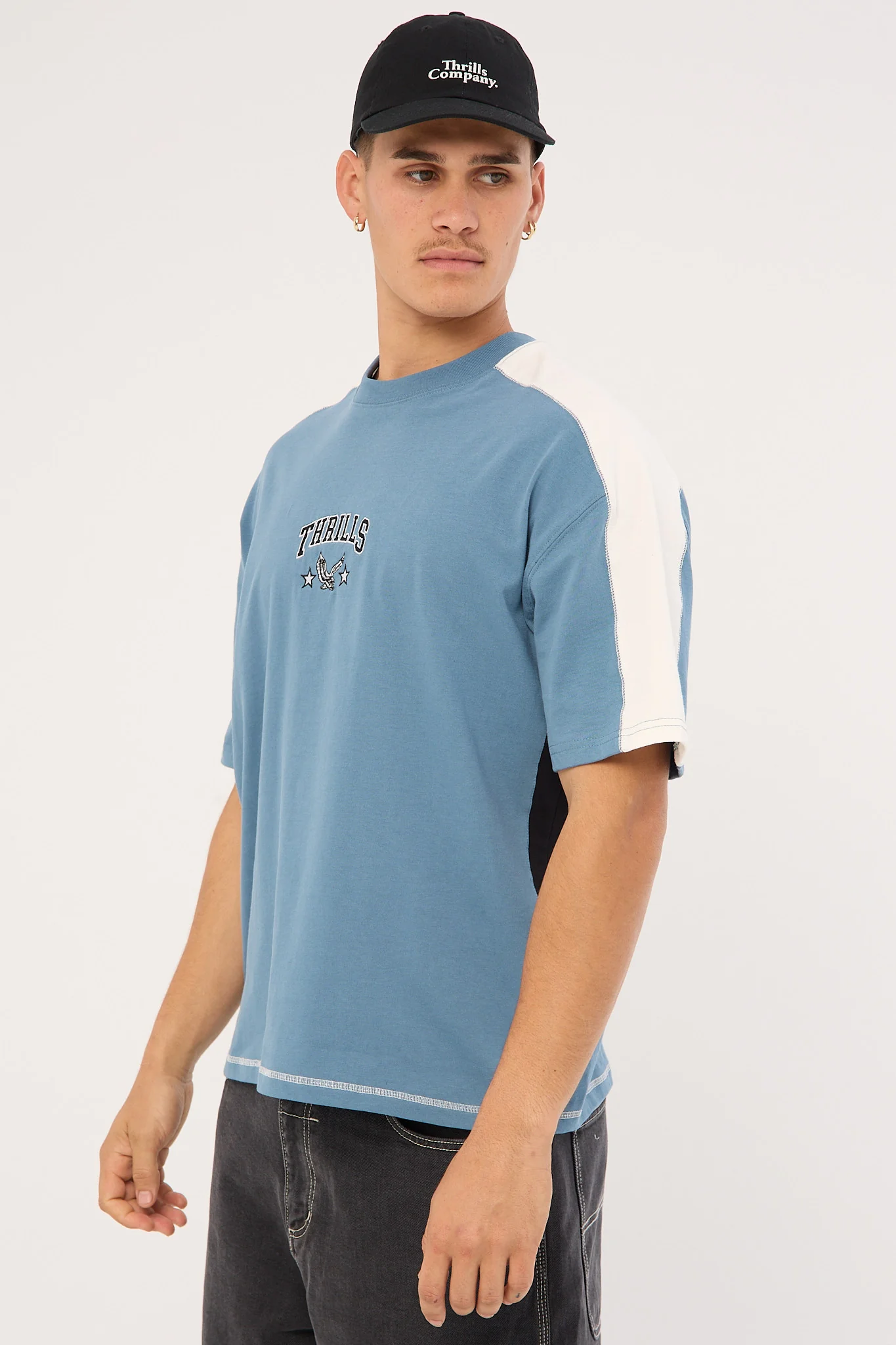 Thrills Campus Box Fit Oversize Tee Smog Blue - Image 4