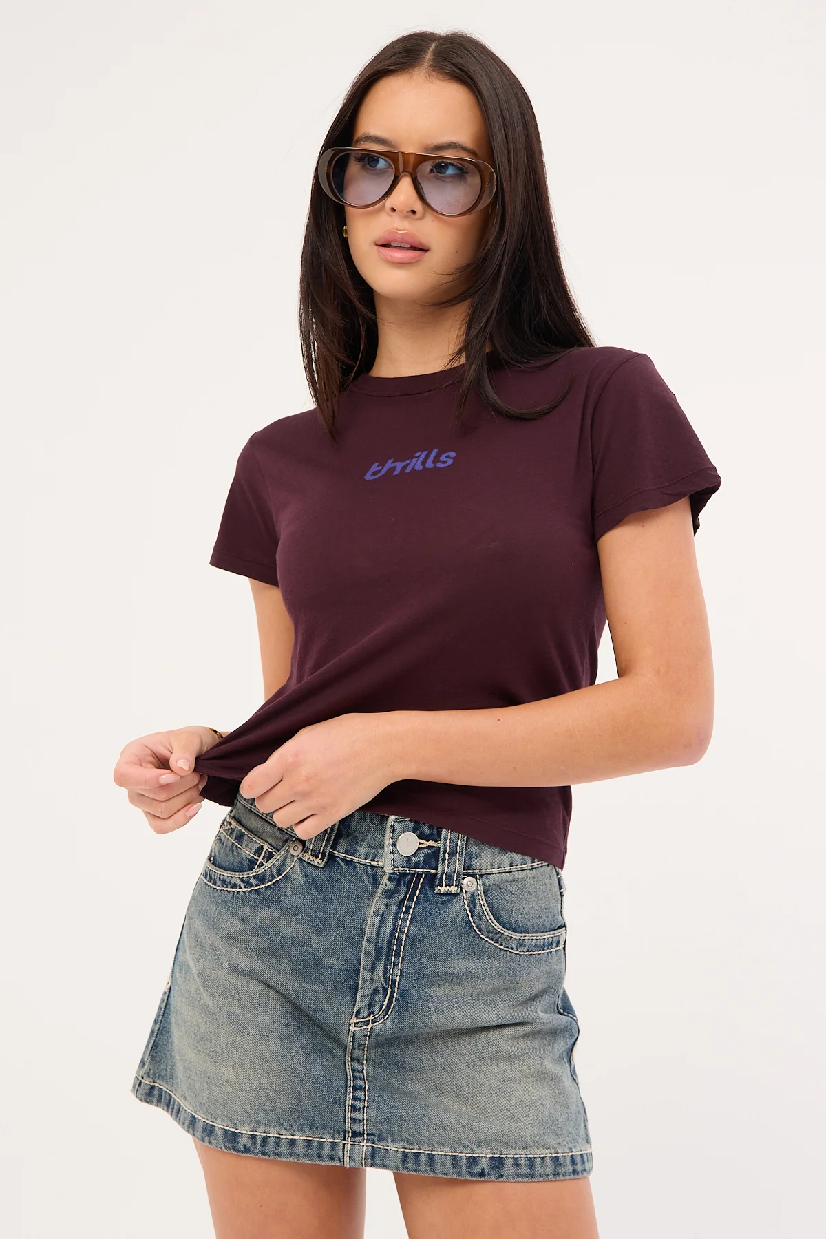 Thrills Cracked Boy Tee Deep Plum