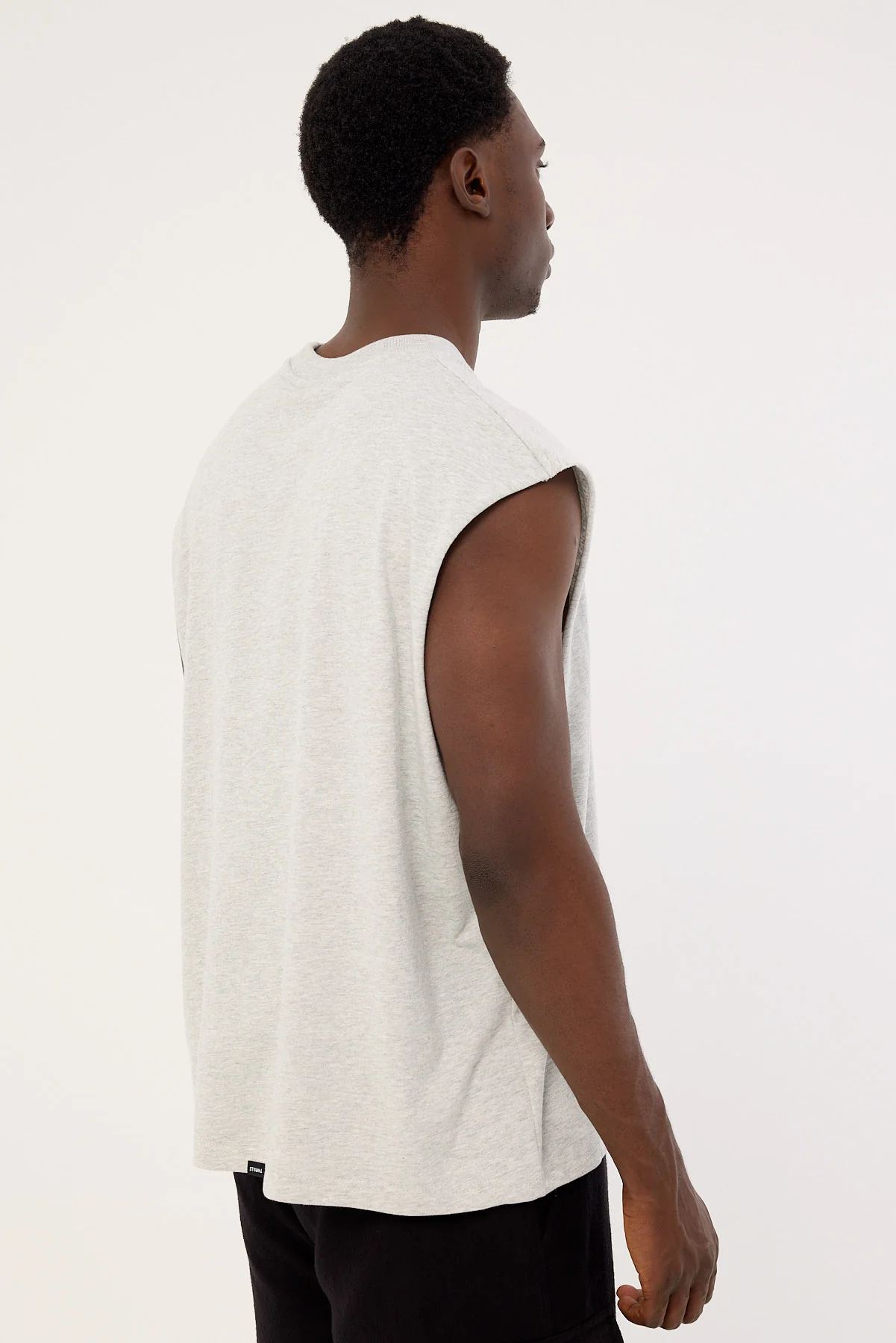 Thrills Double Down Embro Box Fit Oversize Short Muscle Tee Grey - Image 5
