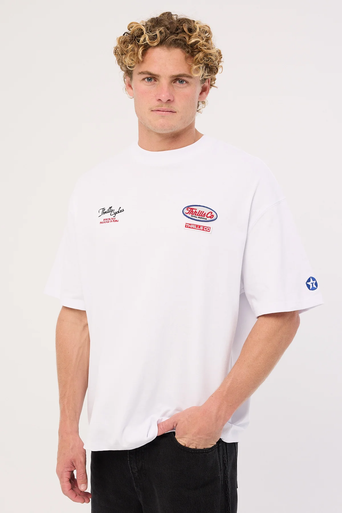Thrills Double Time Box Fit Oversize Tee White - Image 5