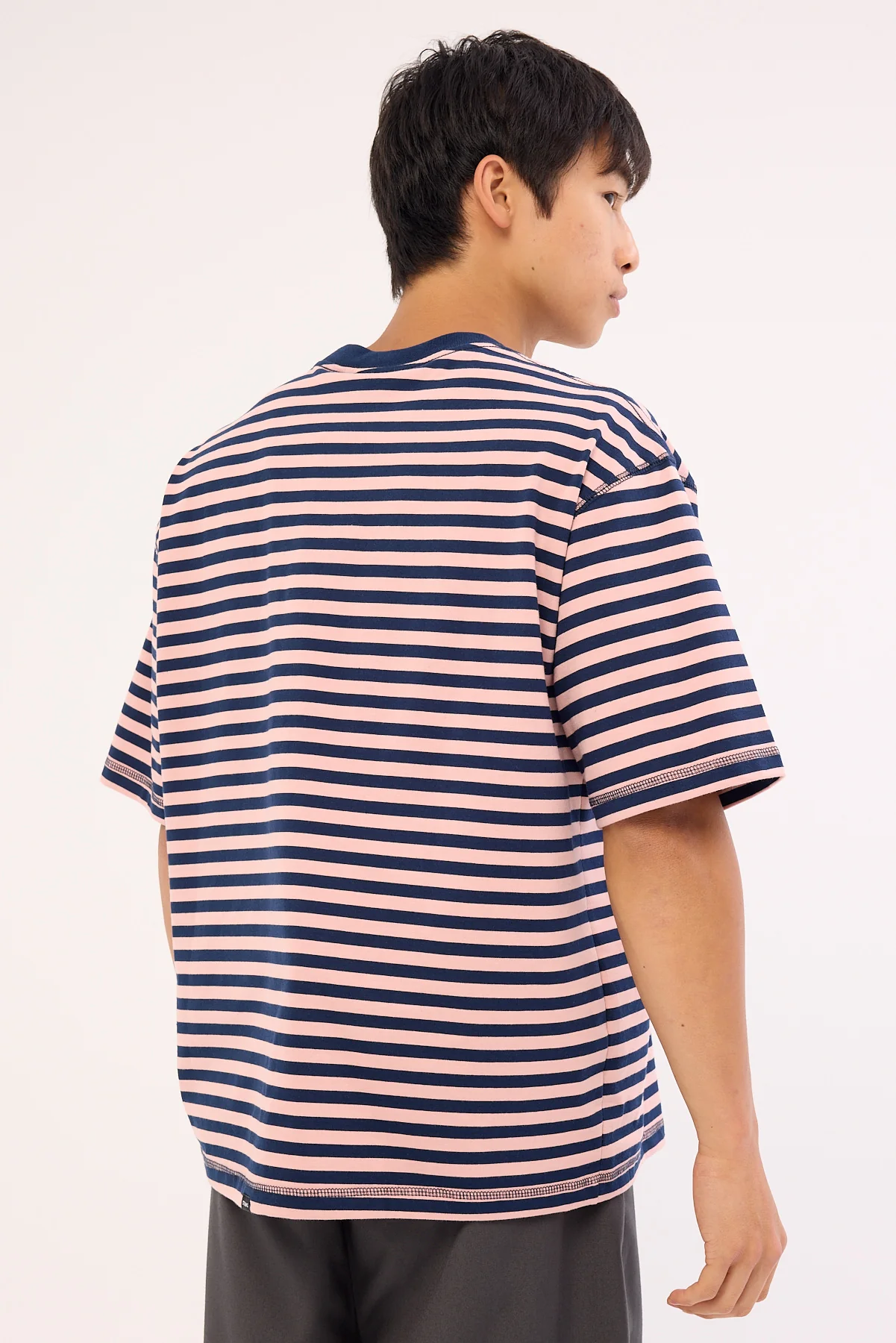 Thrills Echoes Stripe Box Fit Oversize Cropped Tee Navy Stripe - Image 6