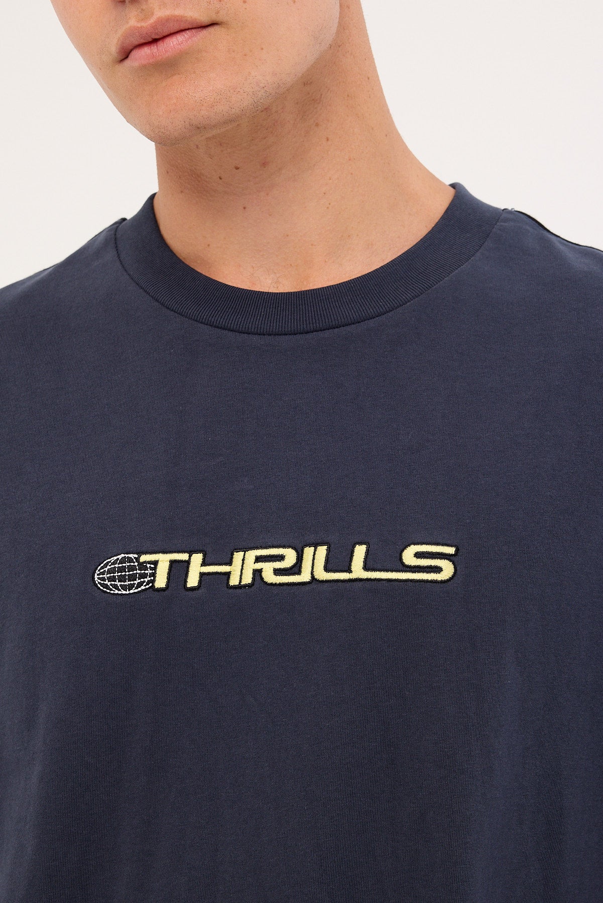 Thrills Eclipse Panel Box Fit Oversize Cropped Tee Total Eclipse Navy - Image 3