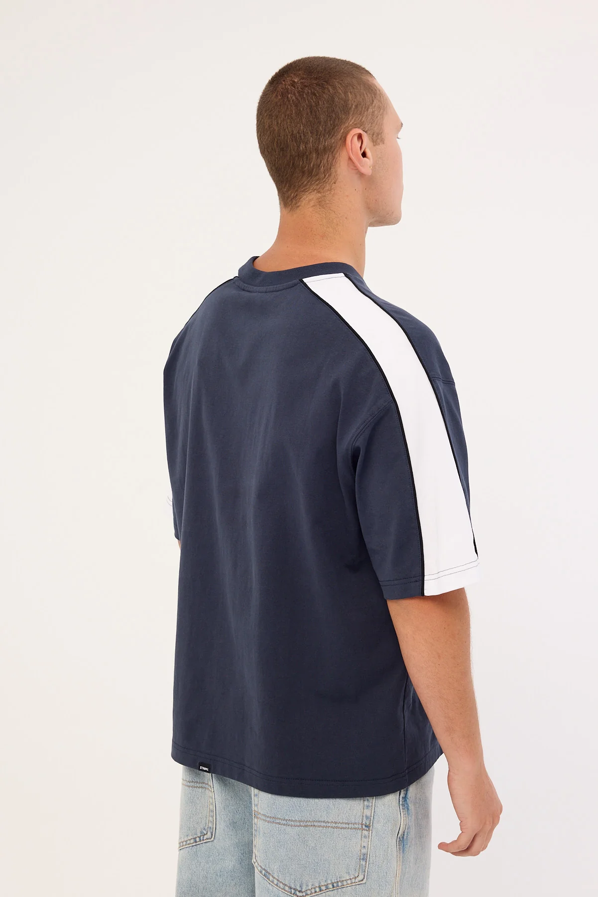 Thrills Eclipse Panel Box Fit Oversize Cropped Tee Total Eclipse Navy - Image 5