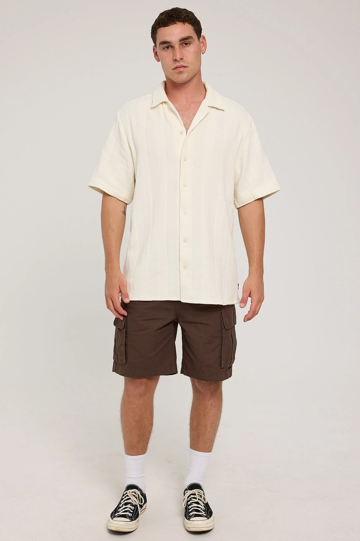 Thrills Evolution Bowling Shirt Dirty White - Image 2