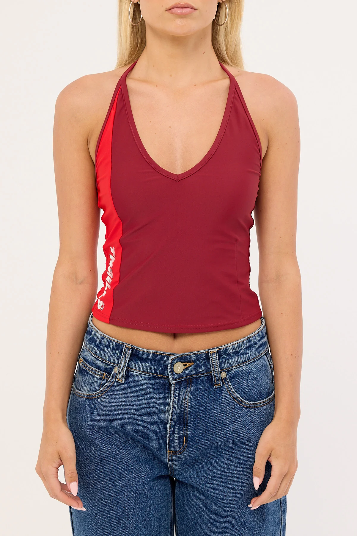 Thrills Flash Back Halter Tank Garnet Red - Image 6