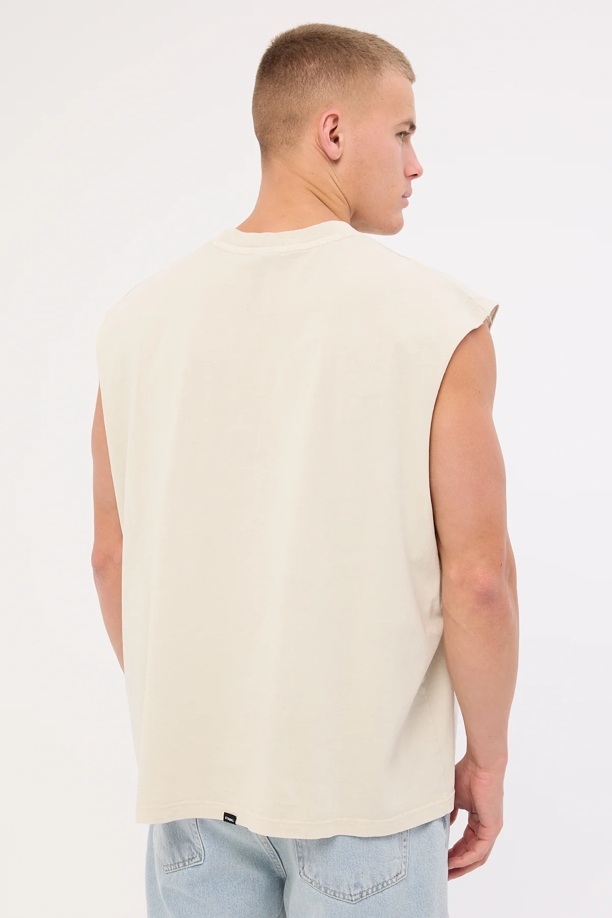 Thrills Fortune Favors Box Fit Oversize Cropped Muscle Tee Bisque - Image 5