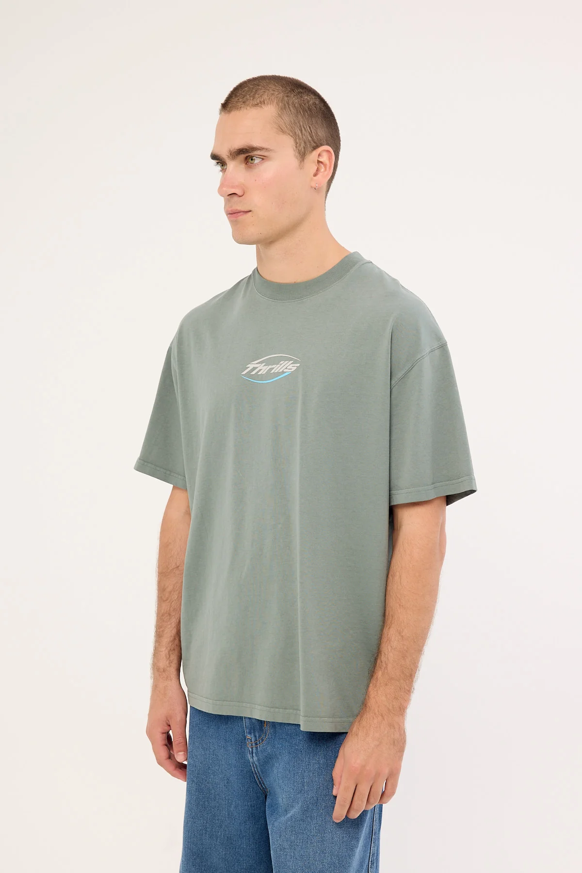 Thrills Fortune Favors Embro Box Fit Oversize Tee Scrubs Green - Image 5