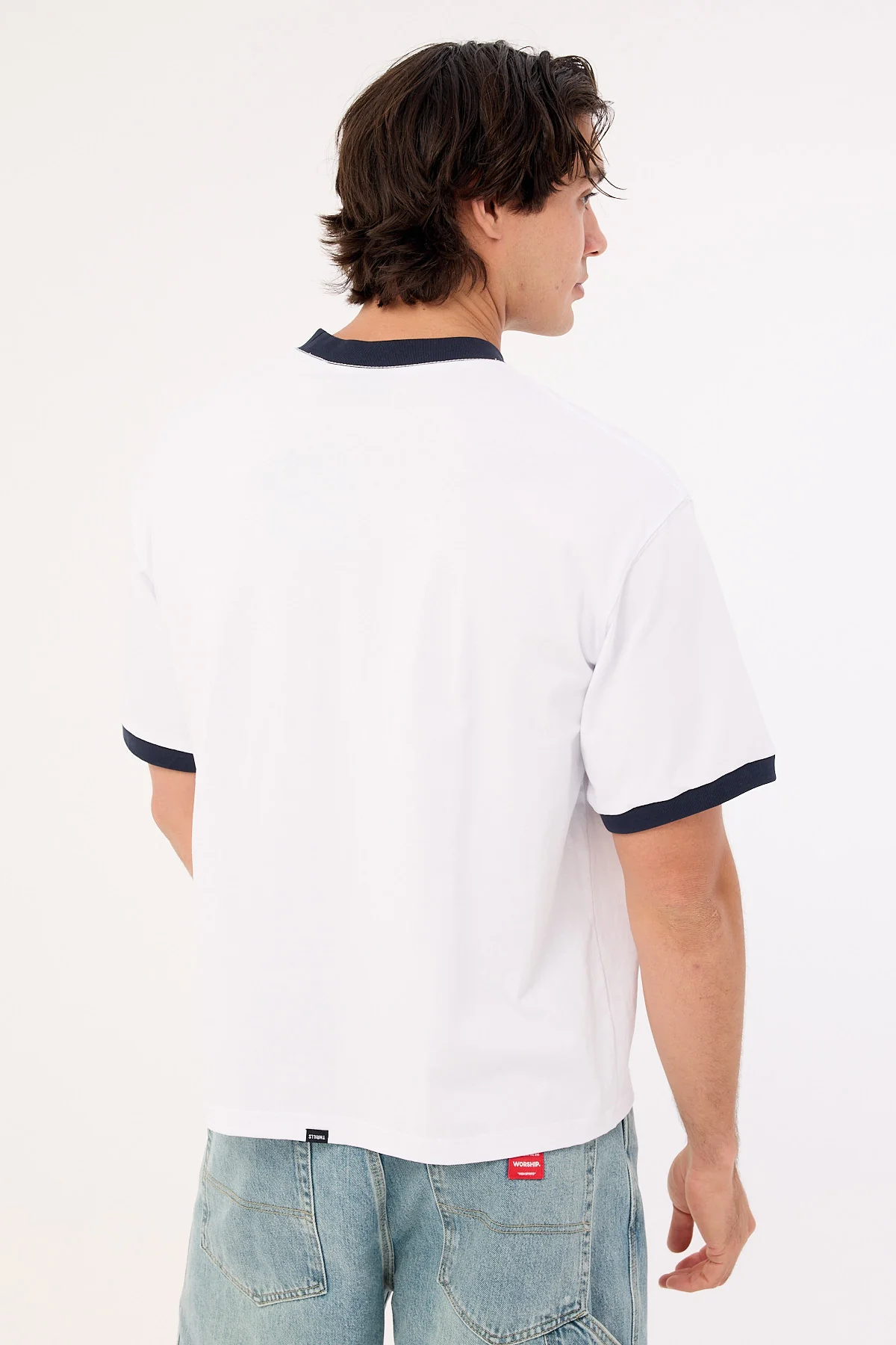 Thrills Fusion Ringer Box Fit Oversize Cropped Tee White - Image 5