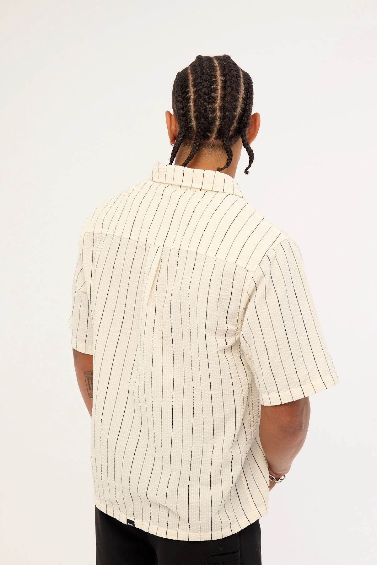 Thrills Future Vision Box Fit Cropped Short Sleeve Shirt White Stripe - Image 4