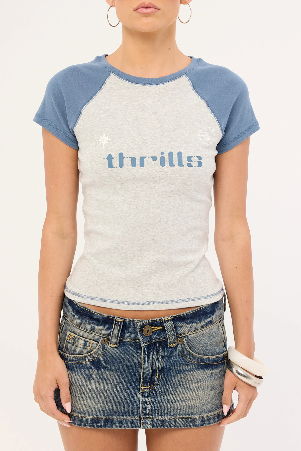 Thrills Intercept Raglan Club Tee Snow Marle - Image 6