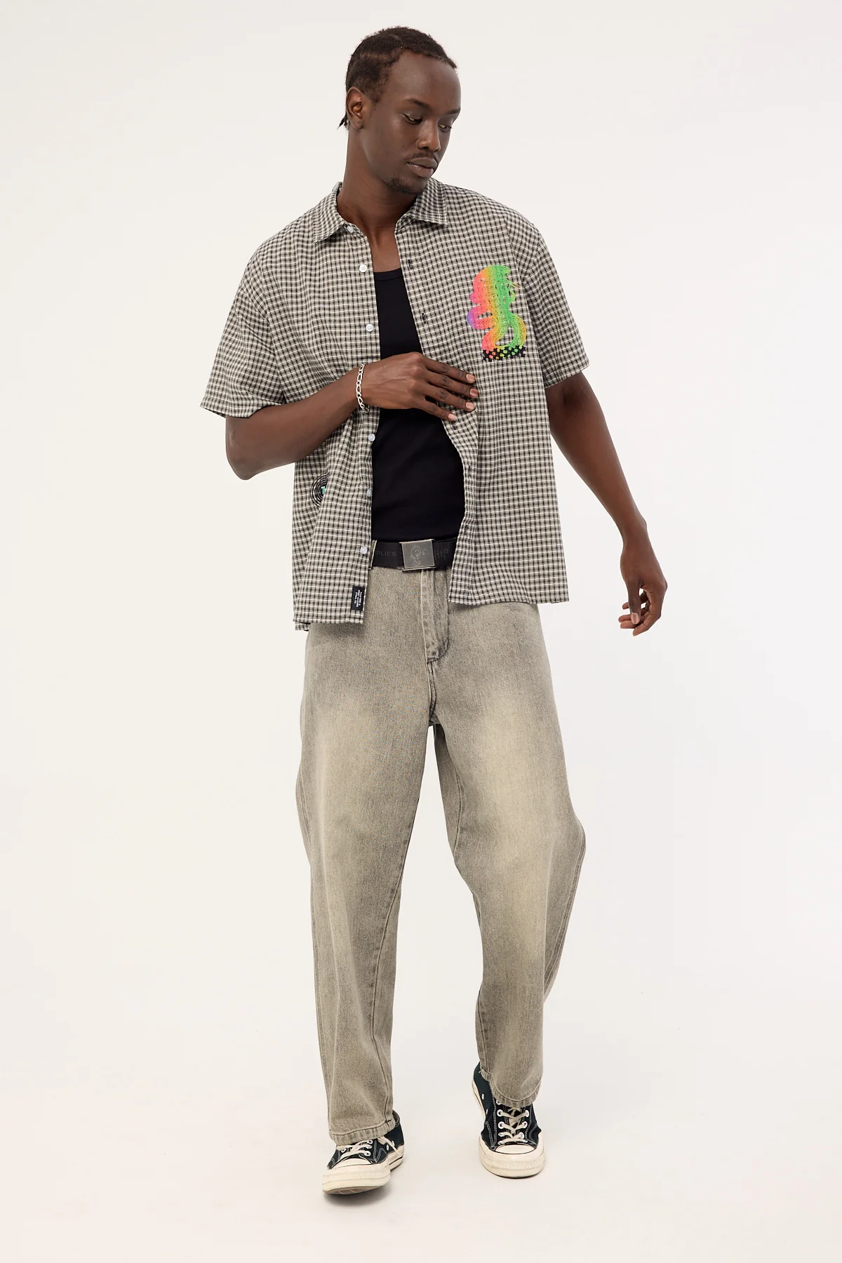 Thrills It's In The Cards Short Sleeve Cropped Shirt Black - Image 3