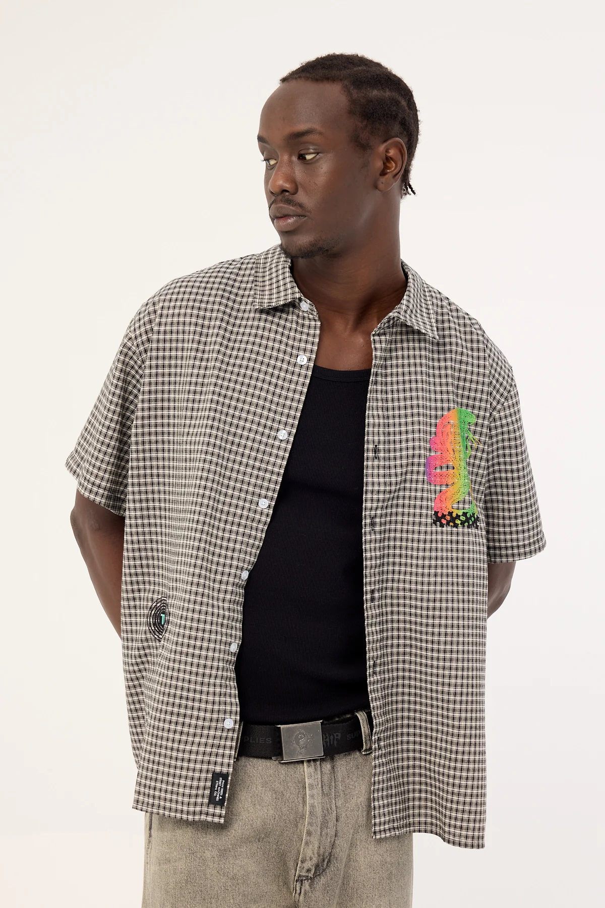 Thrills It's In The Cards Short Sleeve Cropped Shirt Black - Image 4