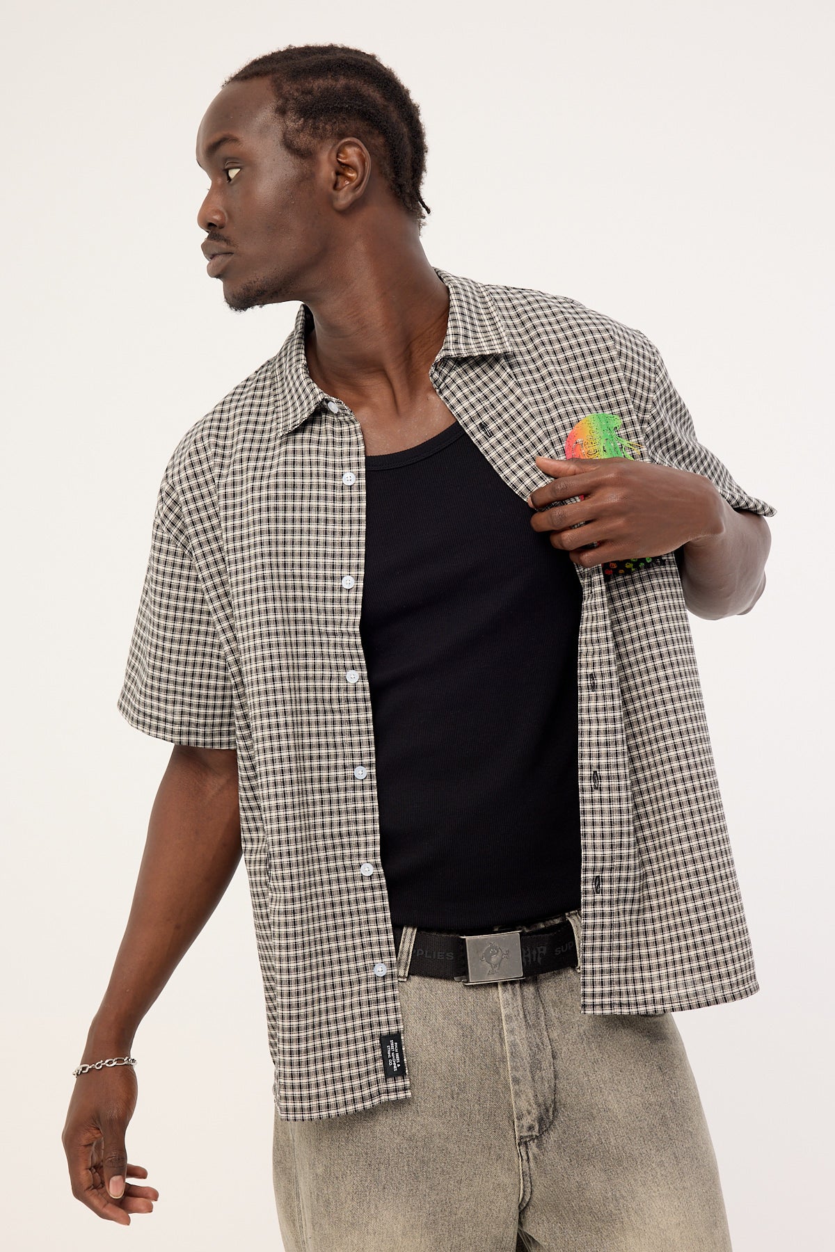 Thrills It's In The Cards Short Sleeve Cropped Shirt Black - Image 5