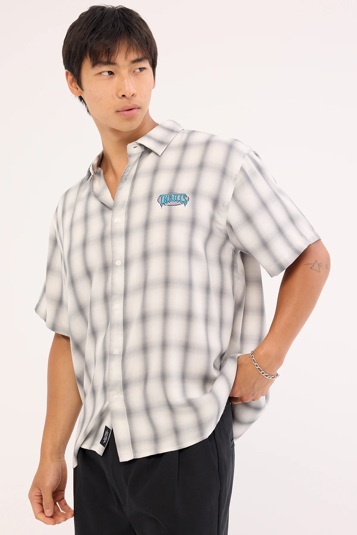 Thrills Lair Cropped Short Sleeve Shirt White
